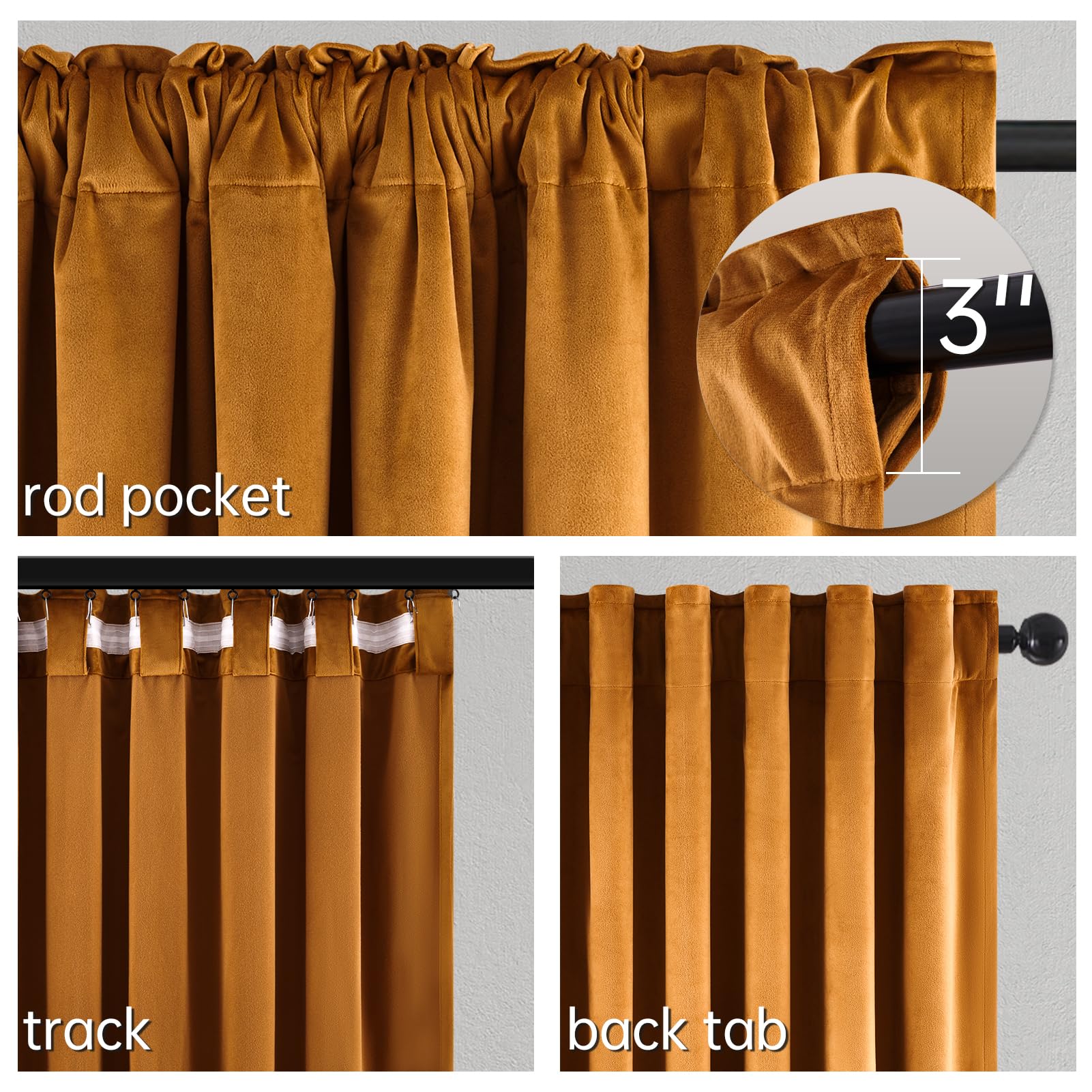 Topfinel Velvet Blackout Curtains Gold Brown Room Darkening Soundproof Insulated Curtains 84 Inch Long, Mordern Luxury Drapes for Living Room, Thick Back Tab Rod Pocket 2 Panels Christmas Winter Decor - Image 8