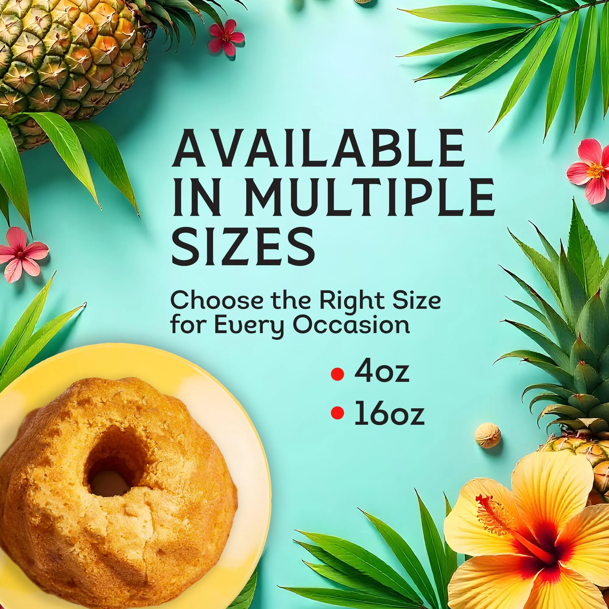 TORTUGA Hawaiian Pineapple Rum Cake - 16 oz Pineapple Rum Cakes - The Perfect Premium Gourmet Gift for Stocking Stuffers, Gift Baskets, and Christmas Gifts - Great Snack Cakes for Delivery - Image 2