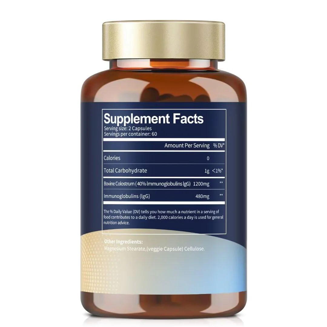 Totaria Bovine Colostrum Supplement Capsules for Gut Health, Hair Growth, Beauty and Immune Support - USA Farm Grass Fed - No Fillers, GMP Certified Calostro Bovino para Adultos Organico, 60 Servings - Image 2