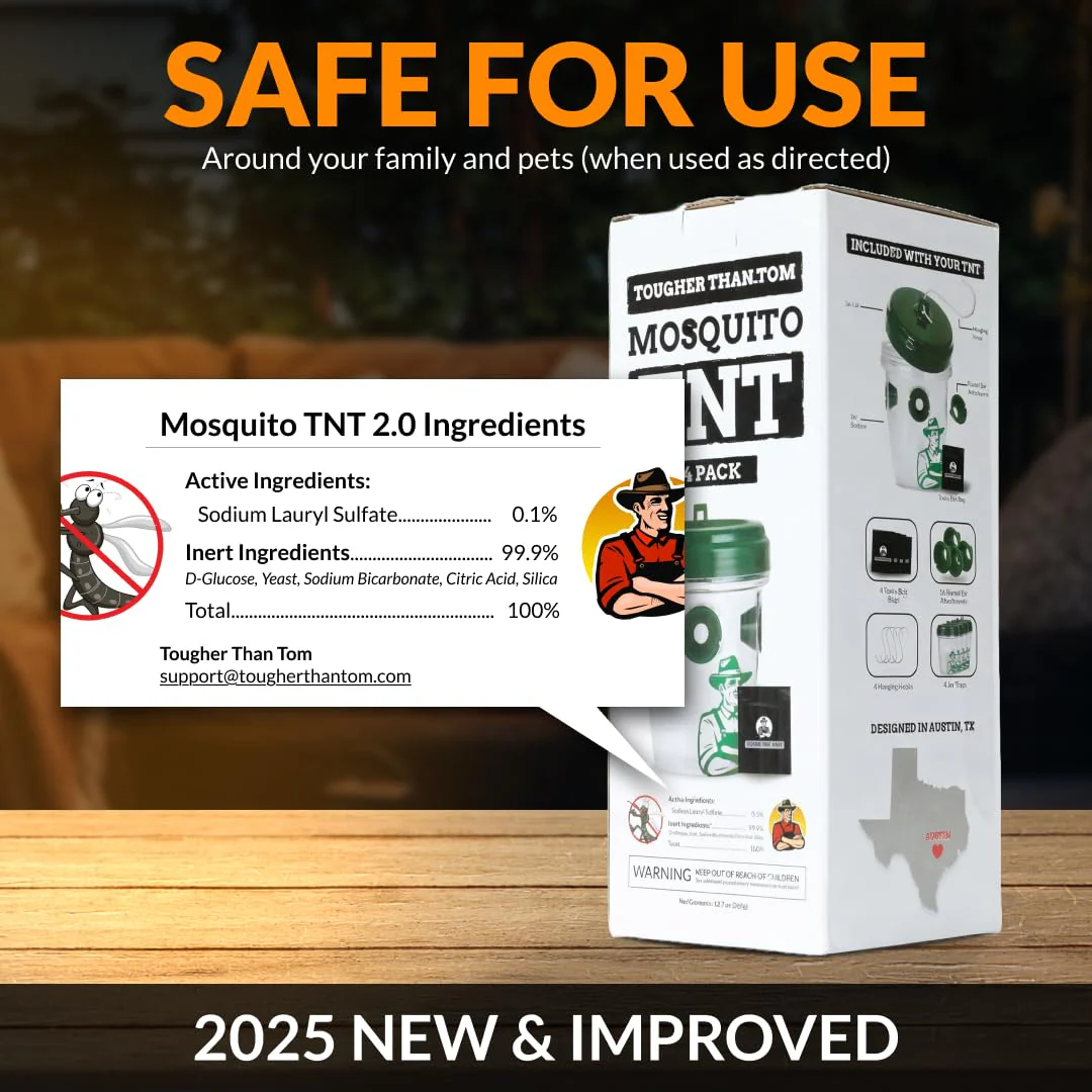 Tougher Than Tom Mosquito TNT 2.0 Mosquito 12 Bait Bags, Outdoor Insect Control, Easy Setup, Family & Pet Friendly, Ideal for Backyards, Camping, Gardens, BBQs, Picnics & More - Image 6