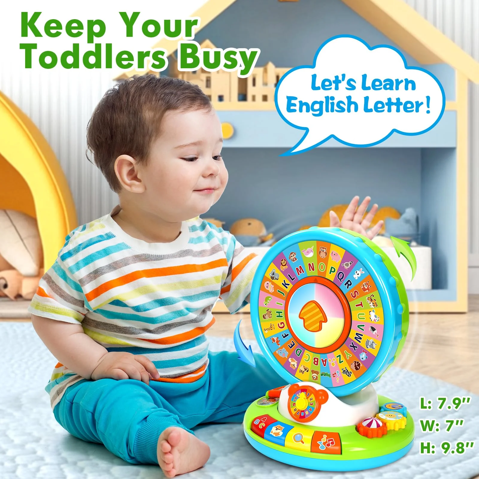 Toys for 1 2 3 Years Old Boys Girls, Musical Spin & Sing Alphabet Zoo with Lights & Sounds, Learning Educational Toys for Toddler 1-3, Christmas Birthday Gifts for Baby Kids Age 6-9-12-18 Months - Image 6