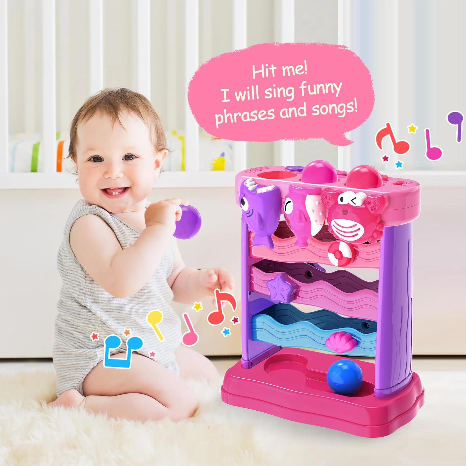 Toys for 1 2 Years Old, Interactive Feeding Toy with Music, Montessori Toys for Boy Girl, Musical Cause and Effect Game for 12-18 Months, Christmas Birthday Gifts for Baby Toddlers Age 1-2 - Image 5