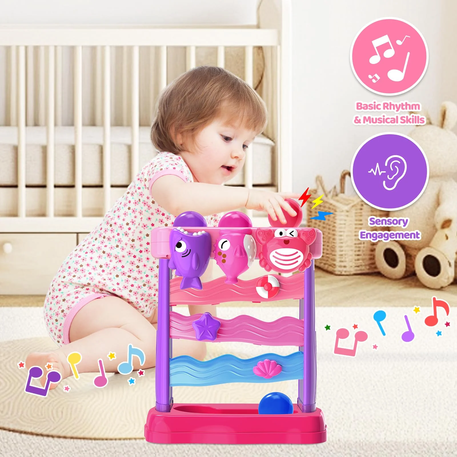 Toys for 1 2 Years Old, Interactive Feeding Toy with Music, Montessori Toys for Boy Girl, Musical Cause and Effect Game for 12-18 Months, Christmas Birthday Gifts for Baby Toddlers Age 1-2 - Image 7