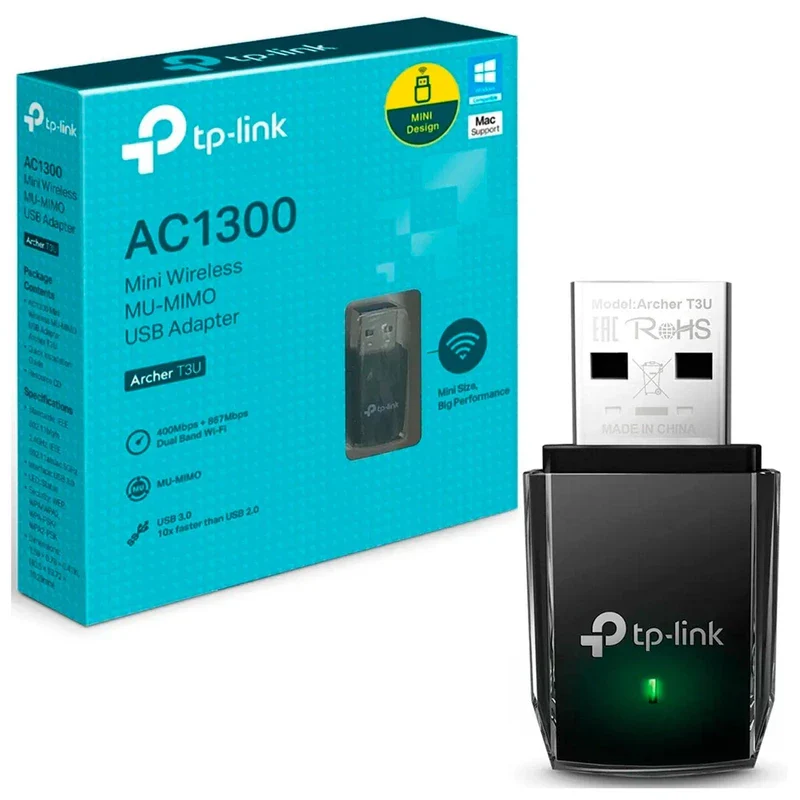 TP-Link TP-Link AC1300 USB WiFi Adapter (Archer T3U) - 2.4G/5G Dual Band Wireless Network Adapter for PC Desktop, MU-MIMO WiFi Dongle, USB 3.0, Supports Windows 11/10/8.1/8/7/XP, Mac OS 10.9-10.14 - Image 4