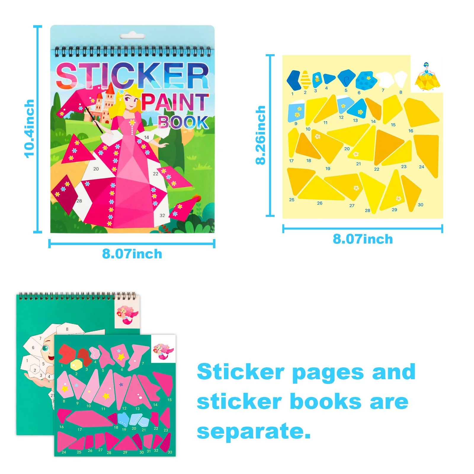 TPQKA Crafts for Kids Ages 4-8 Sticker Paint Books 6 Pack Number Sticker Books for Kids Girls Boys Halloween Christmas Party Favor, Road Plane Travel Activity Books - Image 5