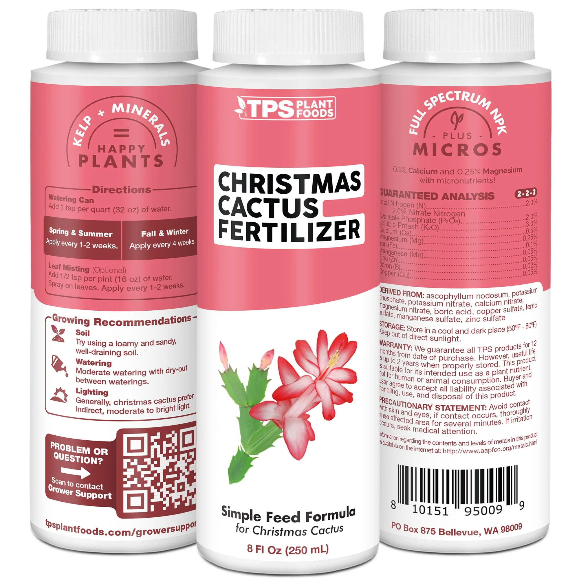 TPS NUTRIENTS Christmas Cactus Fertilizer for All Christmas Cacti and Schlumbergera Cacti, Liquid Plant Food, 32 oz (1 Quart) - Image 2