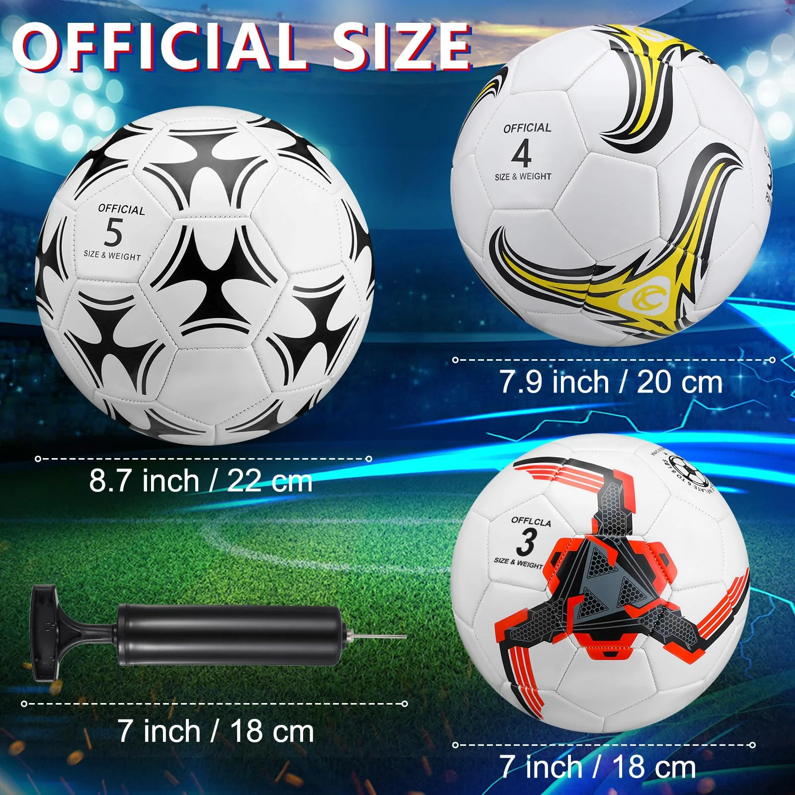Tradder 4 Pack Operation Christmas Soccer Balls Bulk with Pump Size 3 4 5 Deflated Soccer Balls for Outdoor Indoor Sport Gift for Youth Teens Adult Charity Donation(Mixed Style,Size 5) - Image 6