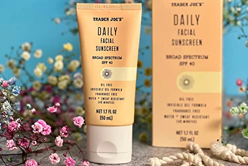 Trader Joe’s Daily Facial Sunscreen Broad Spectrum SPF 40 Oil Free Invisible Gel Formula Fragrance Free Water Sweat Resistant, 1.70 Fl Oz (Pack of 1) - Image 2