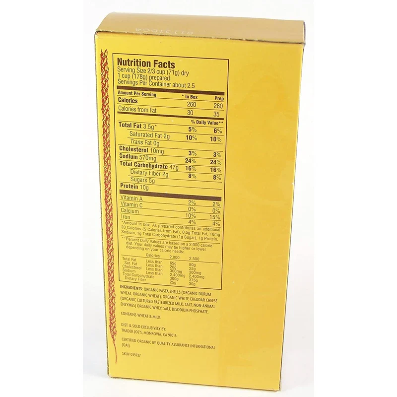 Trader Joe's Organic Shells & White Cheddar Macaroni & Cheese 6oz each (3 Pack) - Image 2