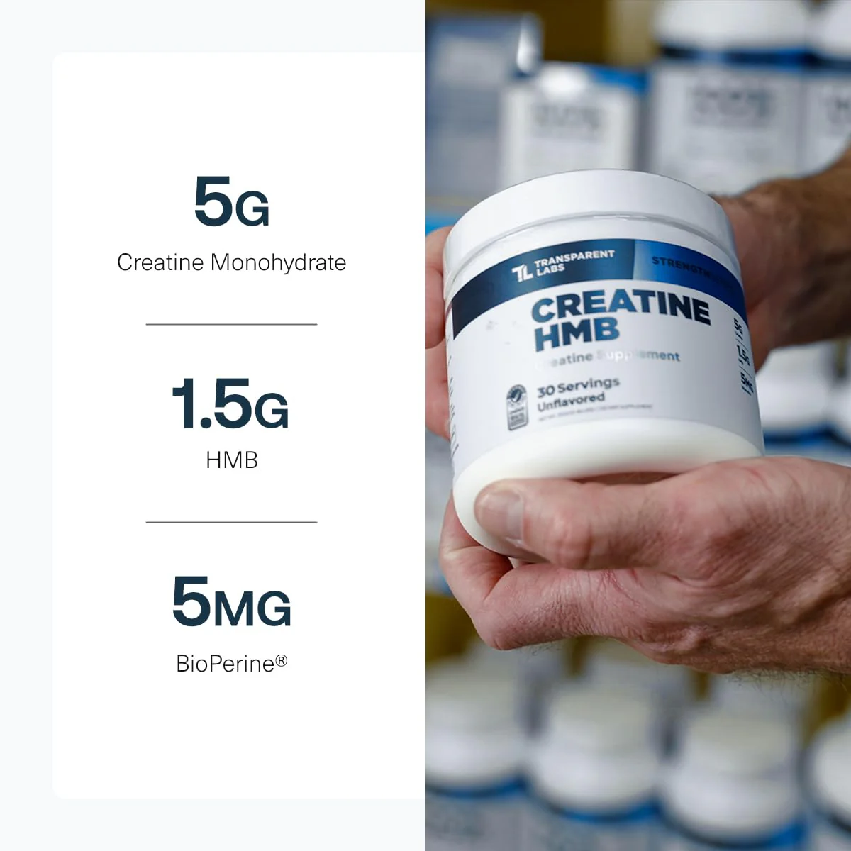Transparent Labs Creatine HMB - Creatine Monohydrate Powder with HMB for Muscle Growth, Increased Strength, Enhanced Energy Output, and Improved Athletic Performance - 30 Servings, Unflavored - Image 4