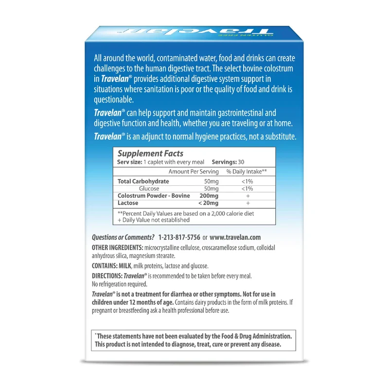 Travelan Anti Diarrhea Pills Help Prevent Traveler's Diarrhea Before It Starts, Clinically Proven, Travel Medicine, Drug-Free Colostrum, Natural Digestive and Immune Support Supplement, 30 Count - Image 7