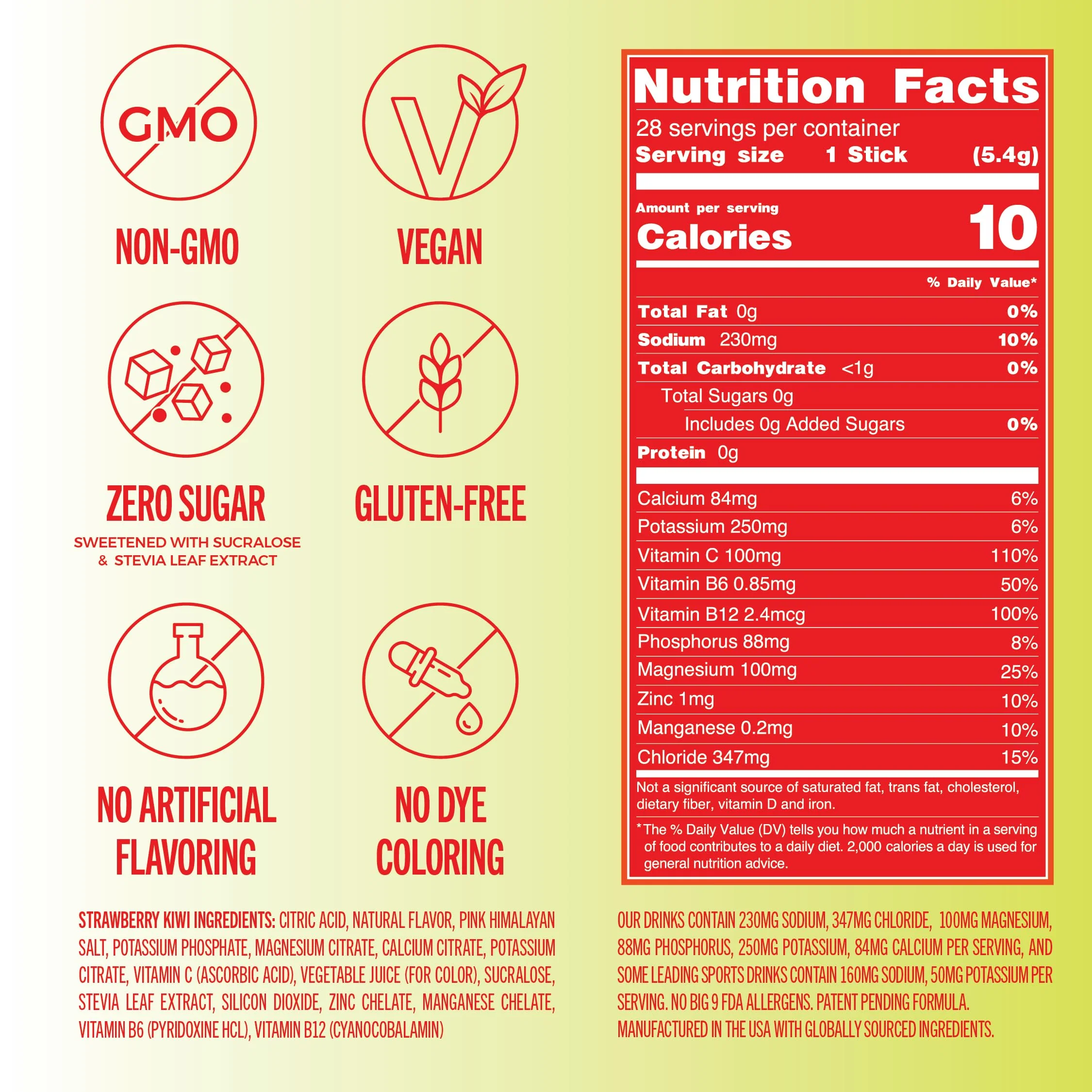 TREVI™ Sugar Free Electrolytes - Drink Mix Hydration Powder Packets - 28 Count - Strawberry Kiwi - Image 4