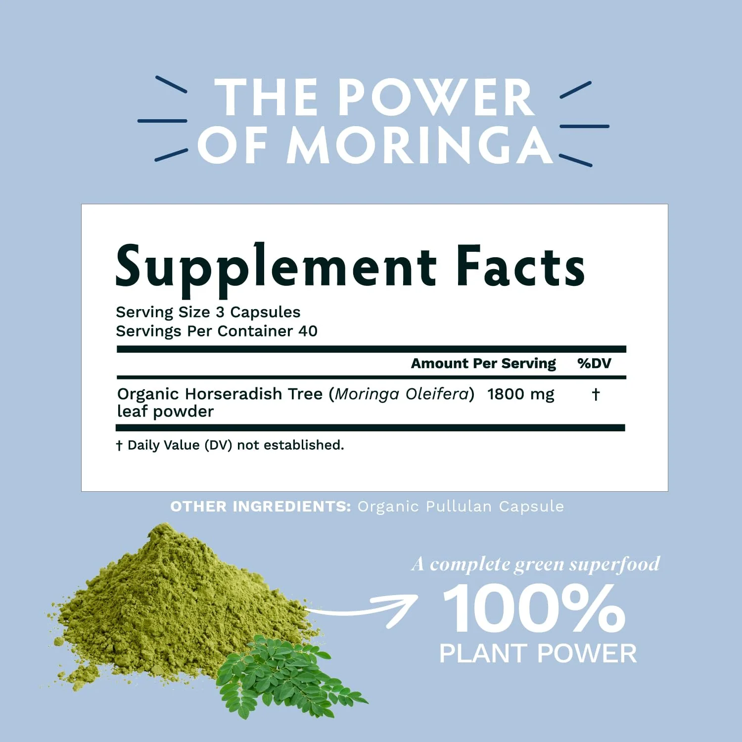 TRIBE ORGANICS 1800mg Organic Moringa Oleifera Powder for Energy | Joints | Brain Function - High Potency Nutrient Rich Greens Superfood | Natural Leaf Plant Protein | Antioxidant - 120 Vegan Capsules - Image 7