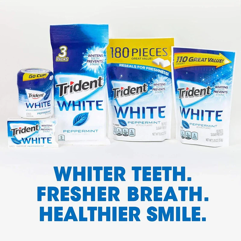 Trident White Peppermint Sugar Free Gum, Value Pack, 180 Pieces - Image 8