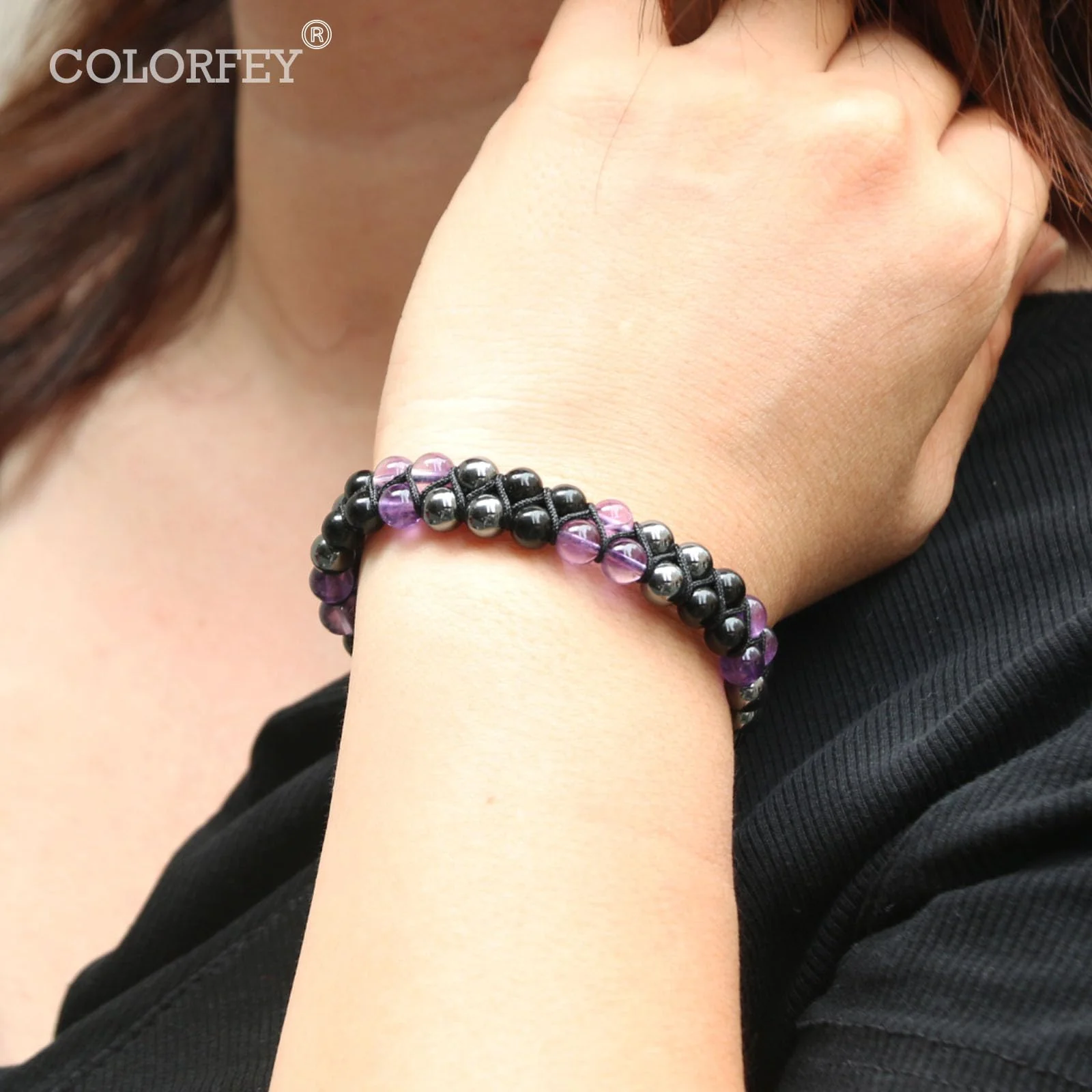 Triple Protection Bracelet for Women, Genuine Healing Crystal Bracelet Amethyst Black Obsidian Hematite 6mm, Pyramid Energy Crystal Beads Bracelet Christmas Gifts for Mom Wife for Protection Balance - Image 8
