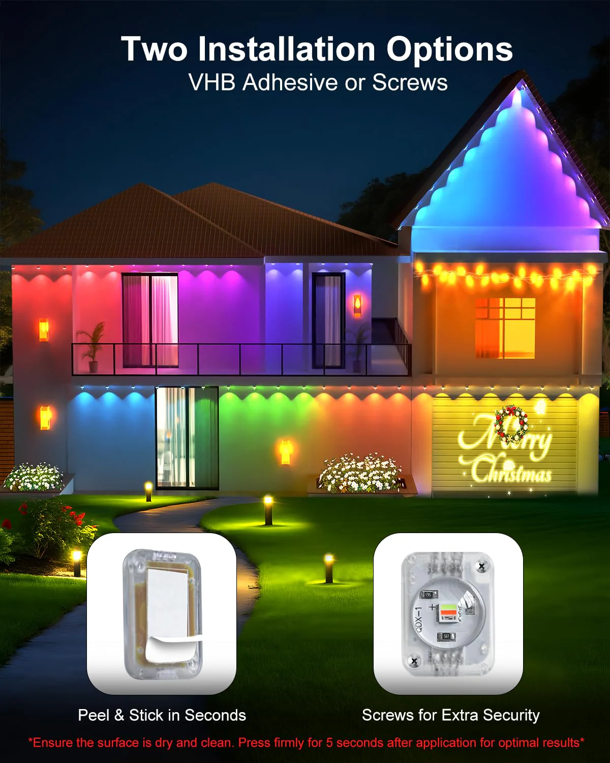 Tropwellhouse Permanent Outdoor Lights for House, 100ft RGB Smart LED Eave Lights with APP & Remote Control, IP67 Waterproof for Outdoor Decorations Including Halloween, Christmas, and Daily Lighting - Image 3