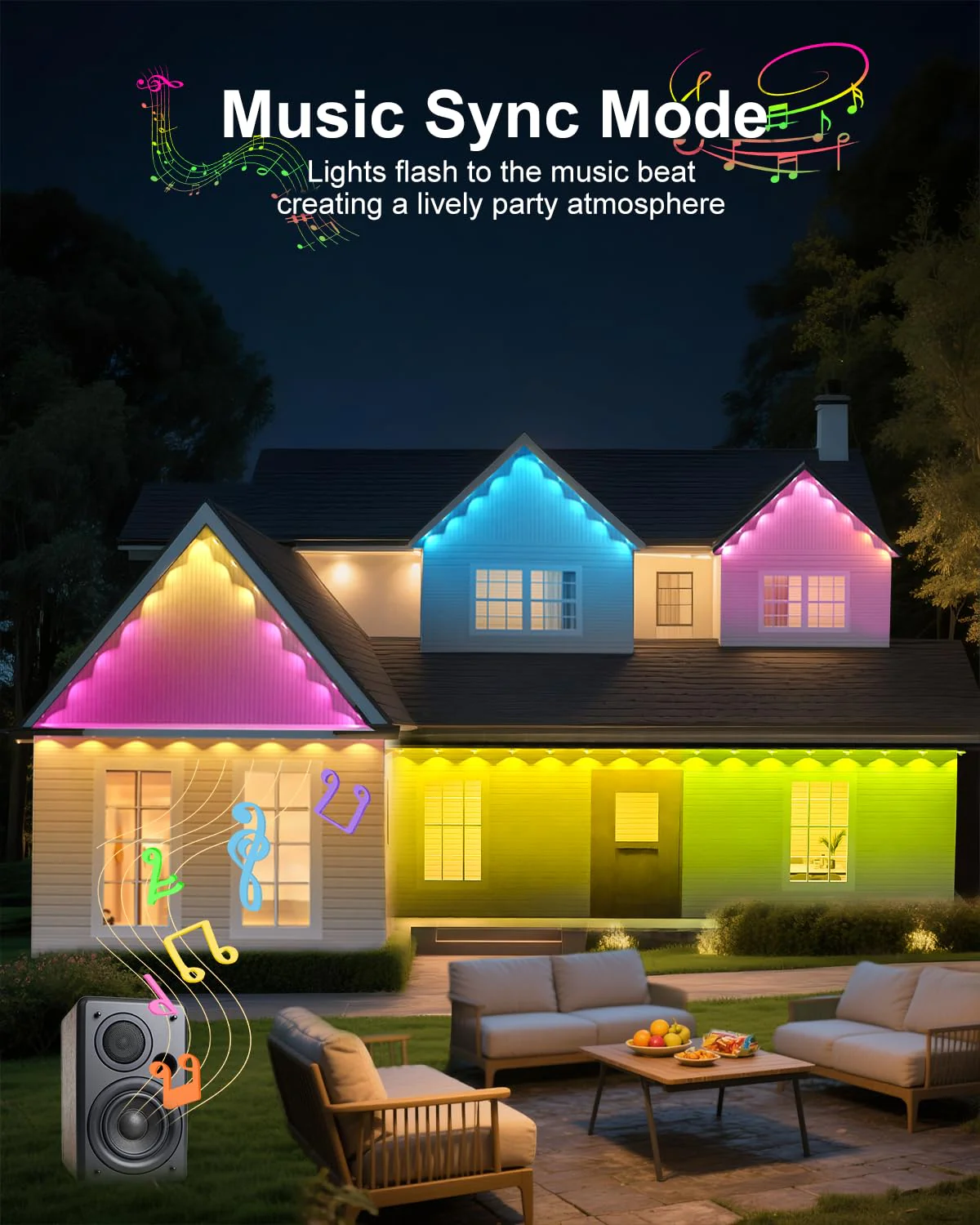 Tropwellhouse Permanent Outdoor Lights for House, 100ft RGB Smart LED Eave Lights with APP & Remote Control, IP67 Waterproof for Outdoor Decorations Including Halloween, Christmas, and Daily Lighting - Image 4