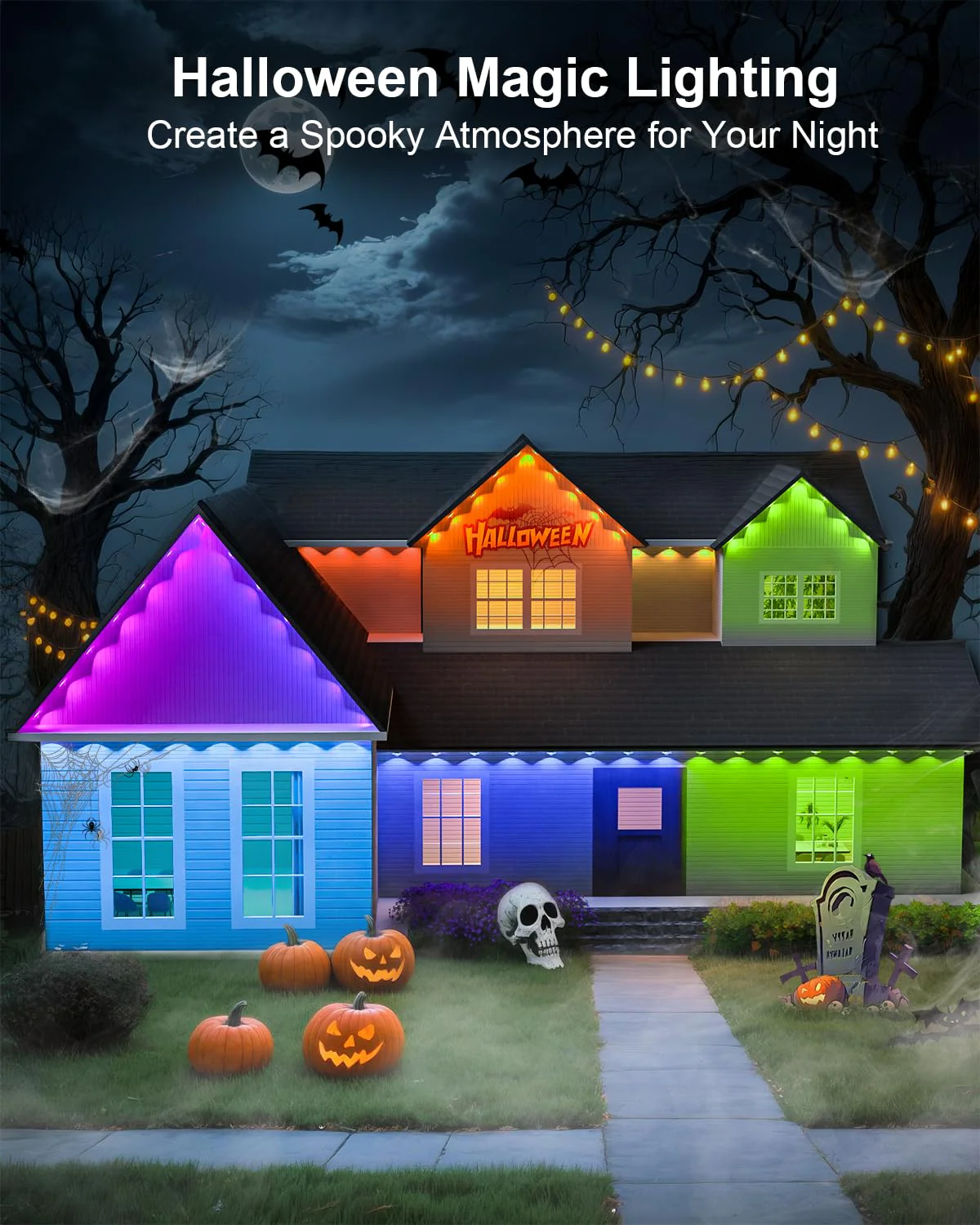 Tropwellhouse Permanent Outdoor Lights for House, 100ft RGB Smart LED Eave Lights with APP & Remote Control, IP67 Waterproof for Outdoor Decorations Including Halloween, Christmas, and Daily Lighting - Image 8