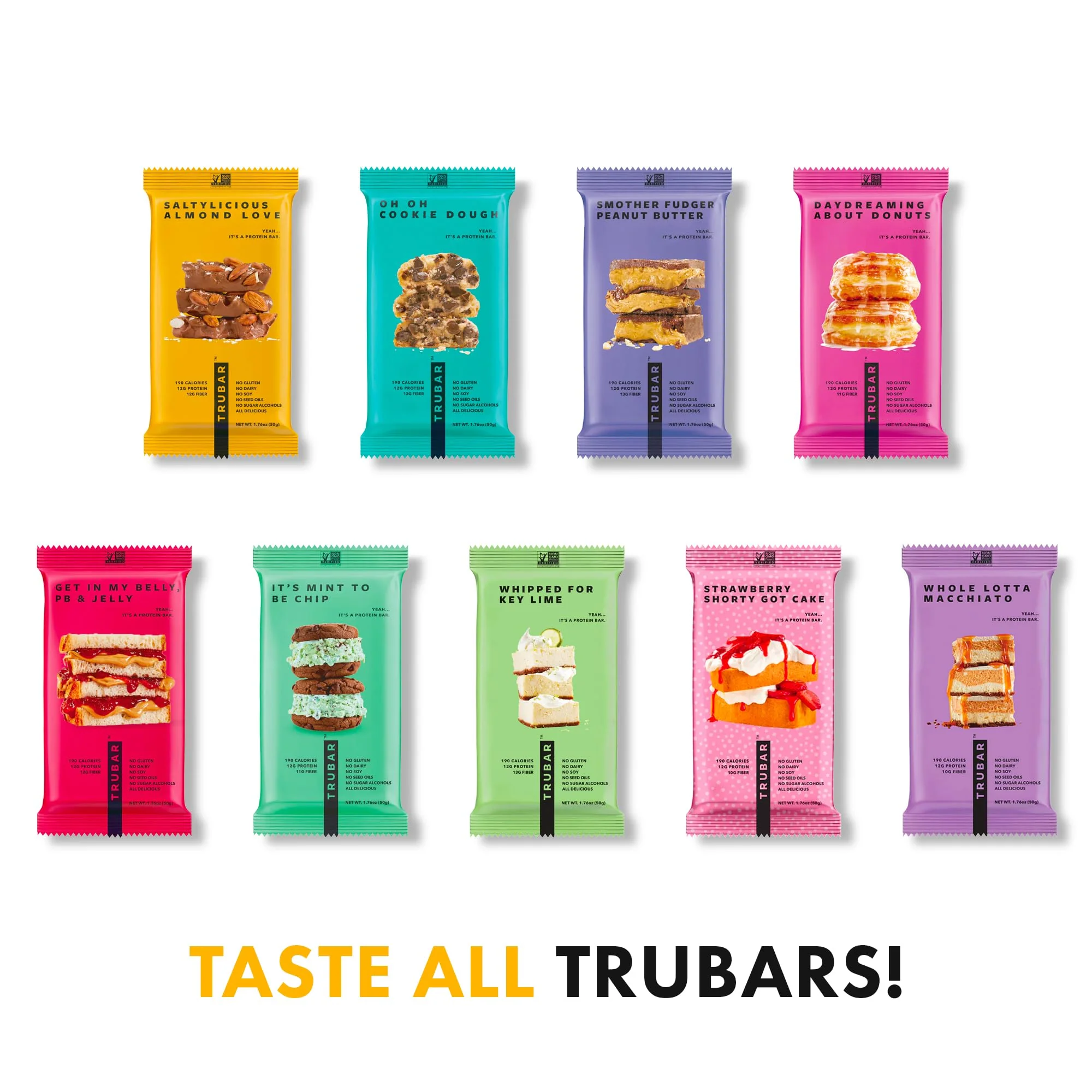 TRUBAR Vegan Protein Bar, Saltylicious Almond Love, Gluten Free, Plant Based, High Fiber, Dairy Free, Low Fat, Non GMO, No Sugar Alcohols, 12G Lean Protein, 13G Fiber, Healthy Snack Bars, 12 CT - Image 2
