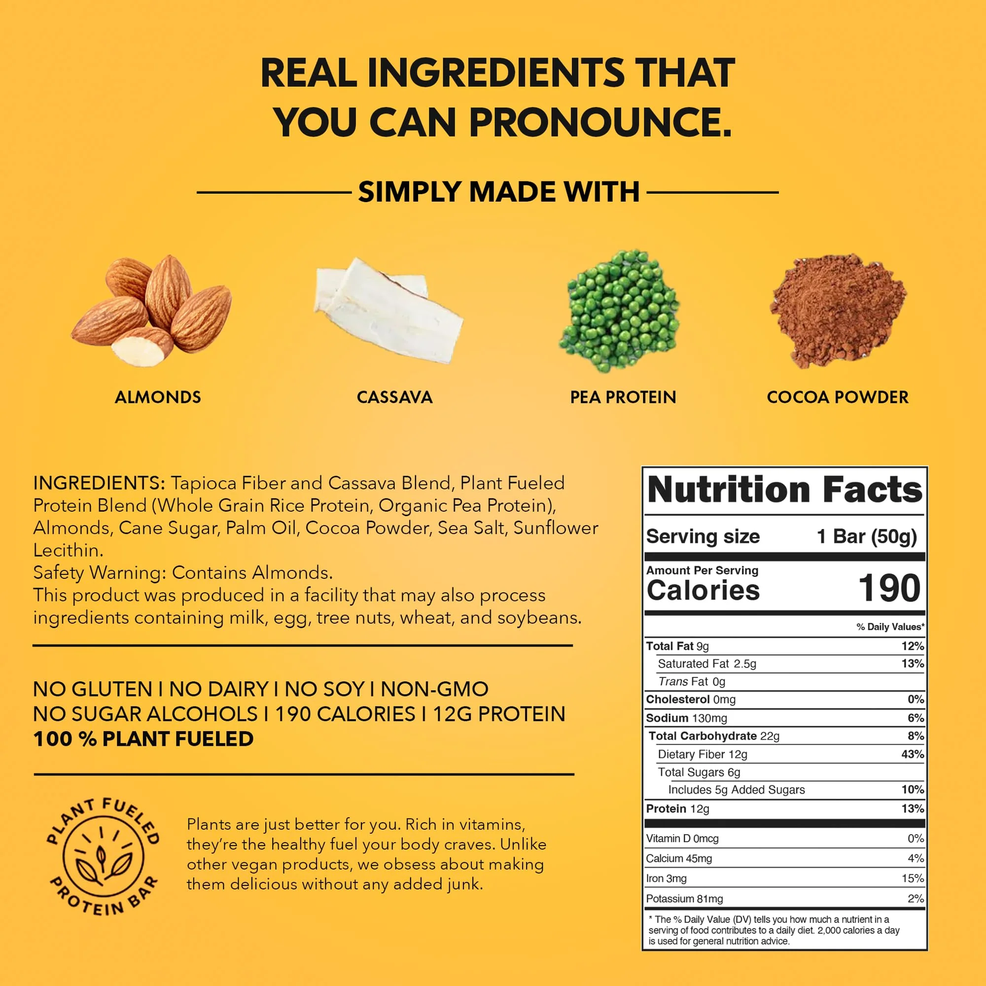 TRUBAR Vegan Protein Bar, Saltylicious Almond Love, Gluten Free, Plant Based, High Fiber, Dairy Free, Low Fat, Non GMO, No Sugar Alcohols, 12G Lean Protein, 13G Fiber, Healthy Snack Bars, 12 CT - Image 9