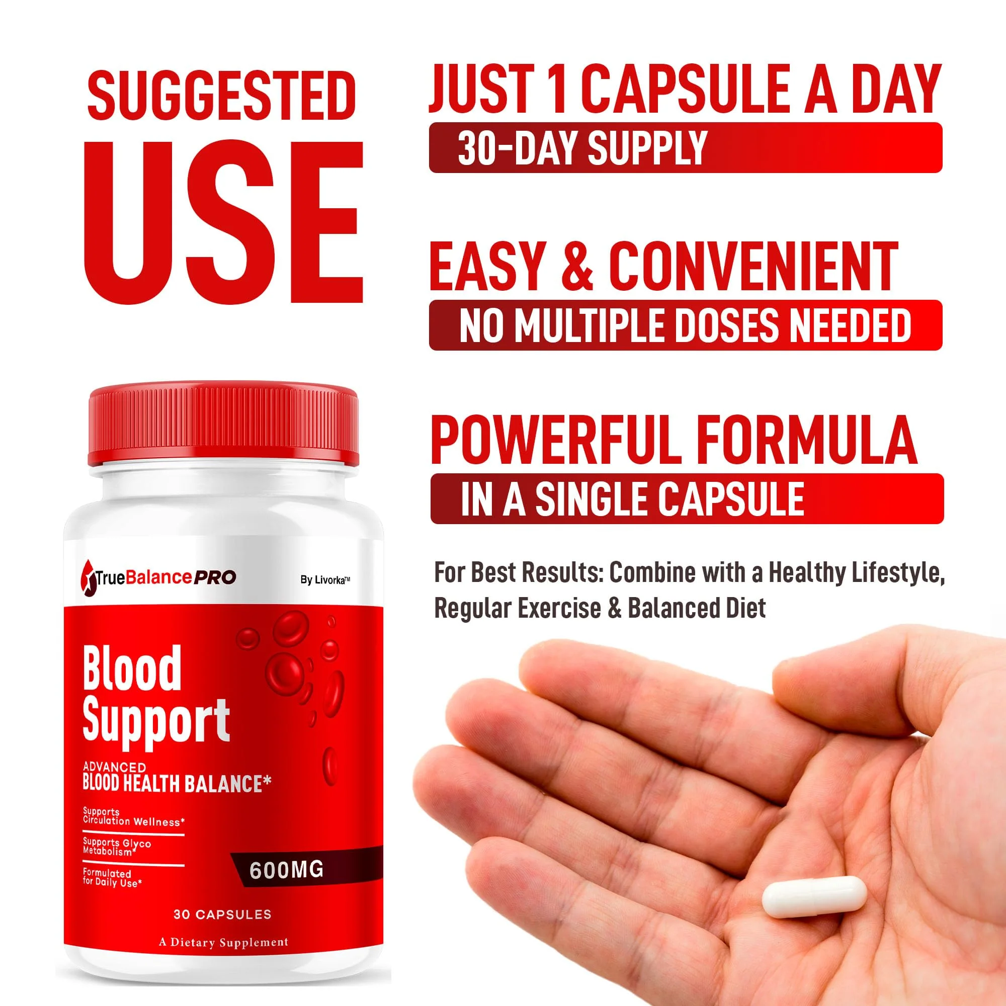 True Balance Blood Support Pro Glycogen Capsules Maximum Strength, TrueBalancePro Pills Supplement Multivitamin All Natural Advanced Formula Daily Health & Wellness, 30 Capsules for 1 Month - Image 6