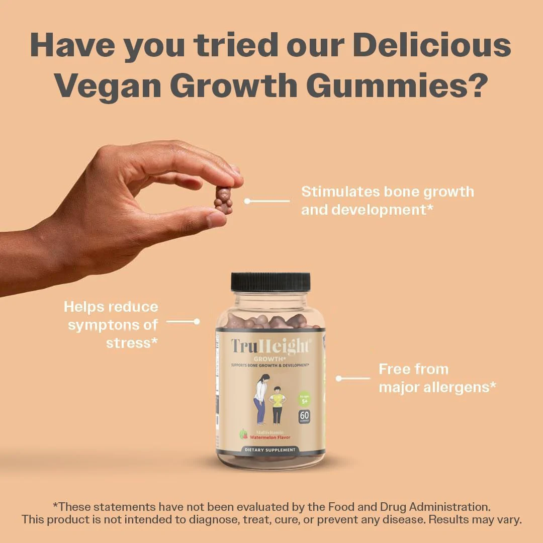 TruHeight Growth Gummies (Watermelon) Natural Growth & Development Supplement for Kids & Teens - Vitamin D, K, Calcium & Ashwaganda - Bone Strength Vitamins - Picky Eater Vitamin for Kids - Ages 5+ - Image 6