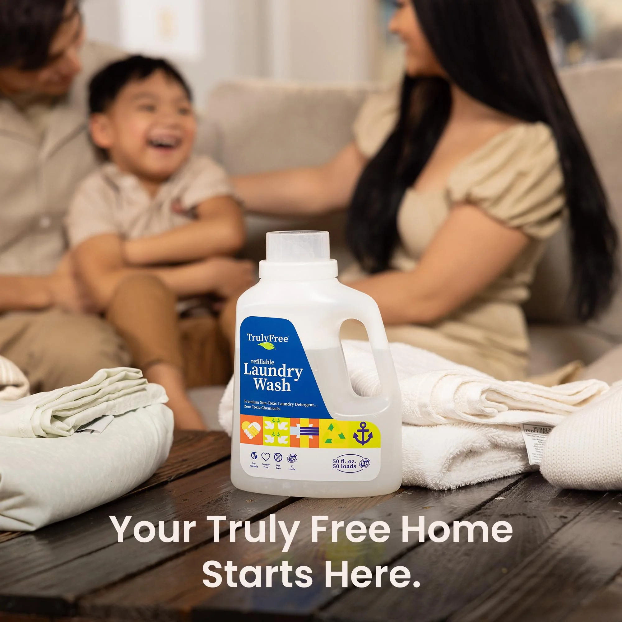 Truly Free Laundry Detergent for Sensitive Skin | Gentle & Safe for Baby Clothes | Plant-Based | 4 Pack Refill Powder | Easy to Dissolve to Create a Liquid | Signature Wash Scented (200 Loads) - Image 5