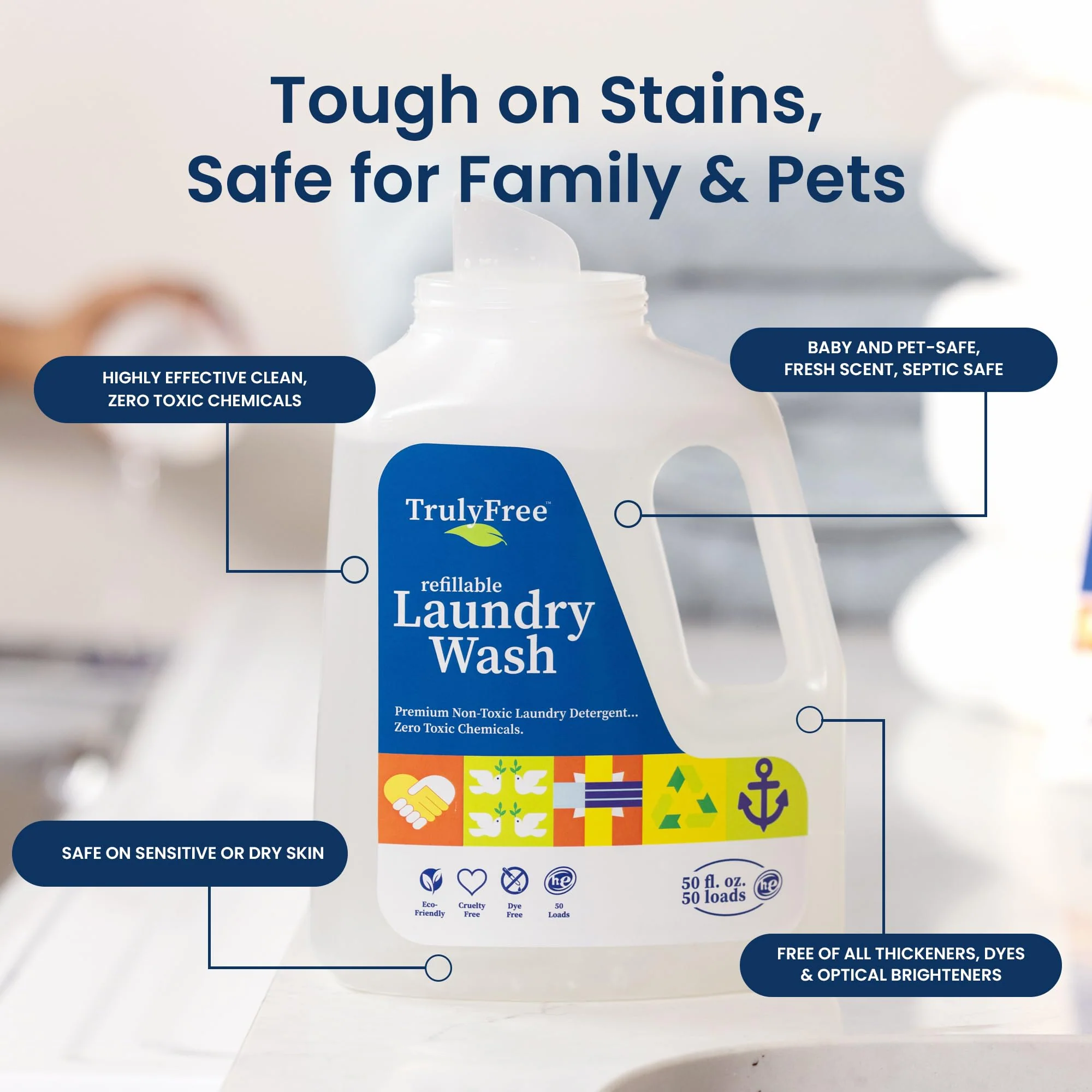 Truly Free Laundry Detergent for Sensitive Skin | Gentle & Safe for Baby Clothes | Plant-Based | Easy to Dissolve to Create a Liquid| Include 1 Refillable Bottle| Signature Scent (50 Loads) - Image 8