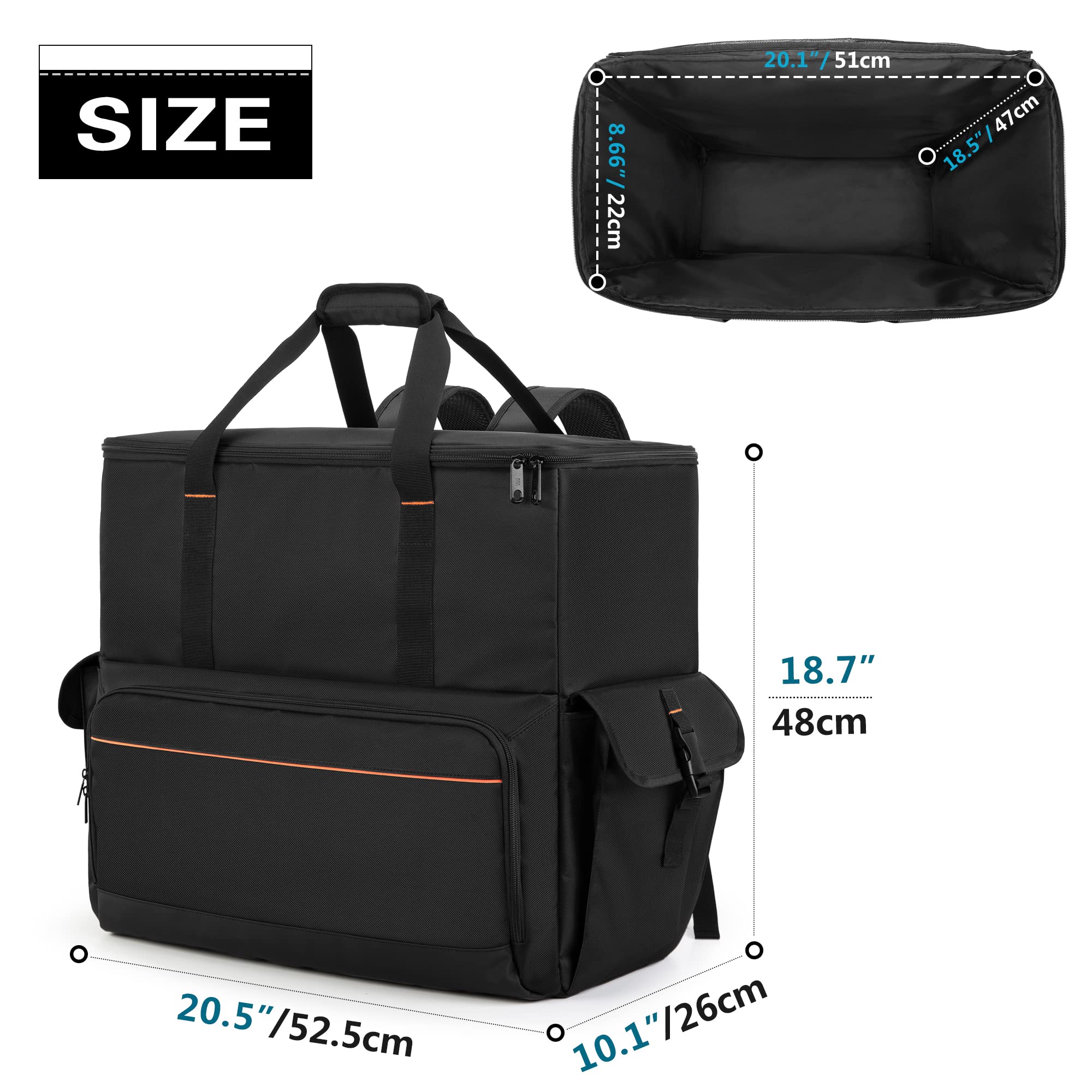 Trunab Computer Desktop Tower Carrying Case, PC Backpack for Computer Main Processor Case, Keyboard, Cable and Mouse, Earphone, Bag Only, Black - Image 2