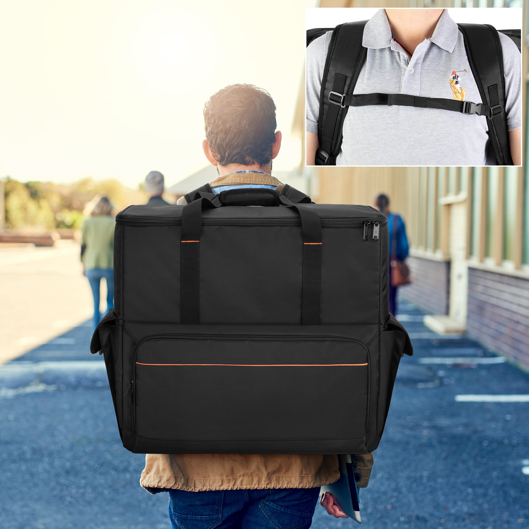 Trunab Computer Desktop Tower Carrying Case, PC Backpack for Computer Main Processor Case, Keyboard, Cable and Mouse, Earphone, Bag Only, Black - Image 3