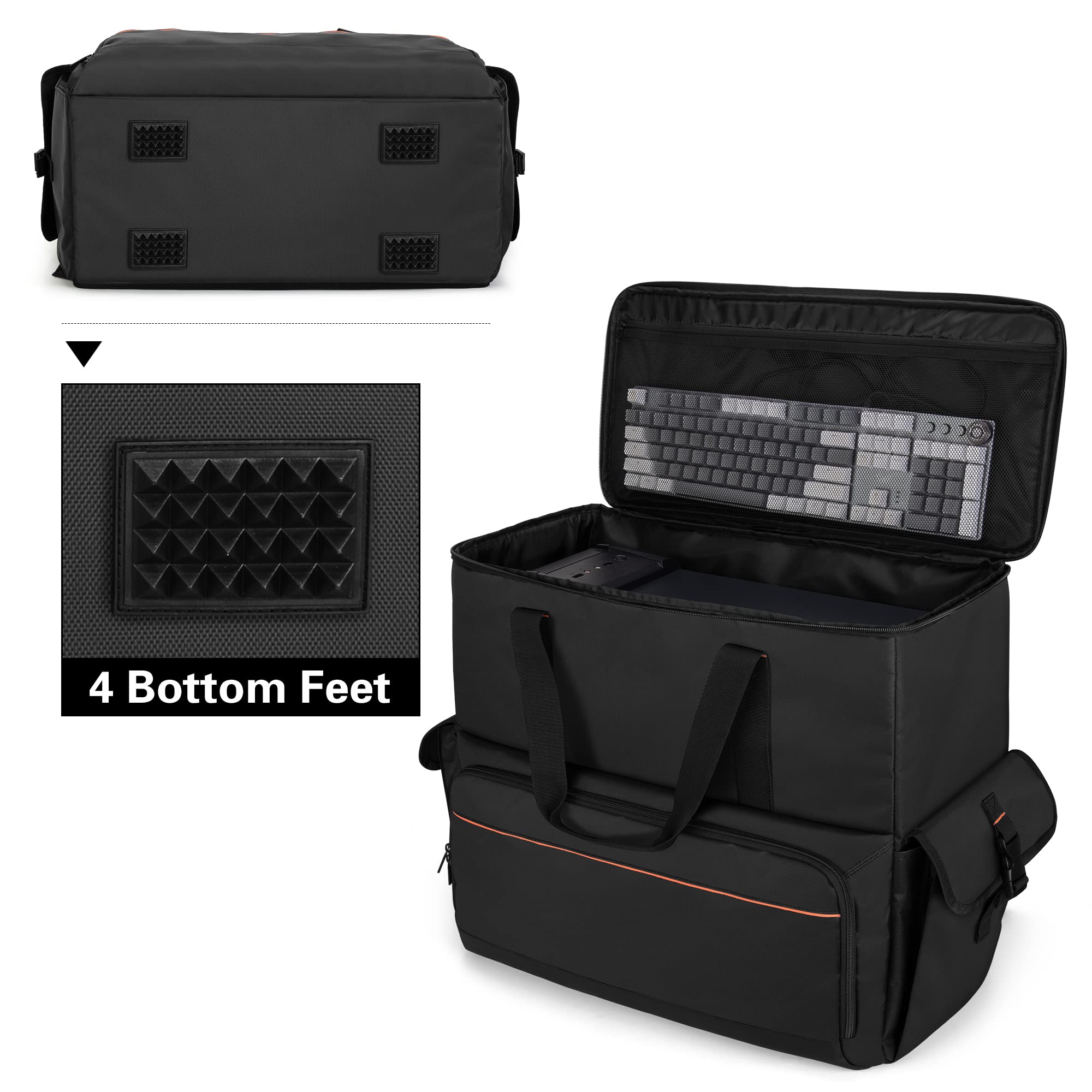 Trunab Computer Desktop Tower Carrying Case, PC Backpack for Computer Main Processor Case, Keyboard, Cable and Mouse, Earphone, Bag Only, Black - Image 5