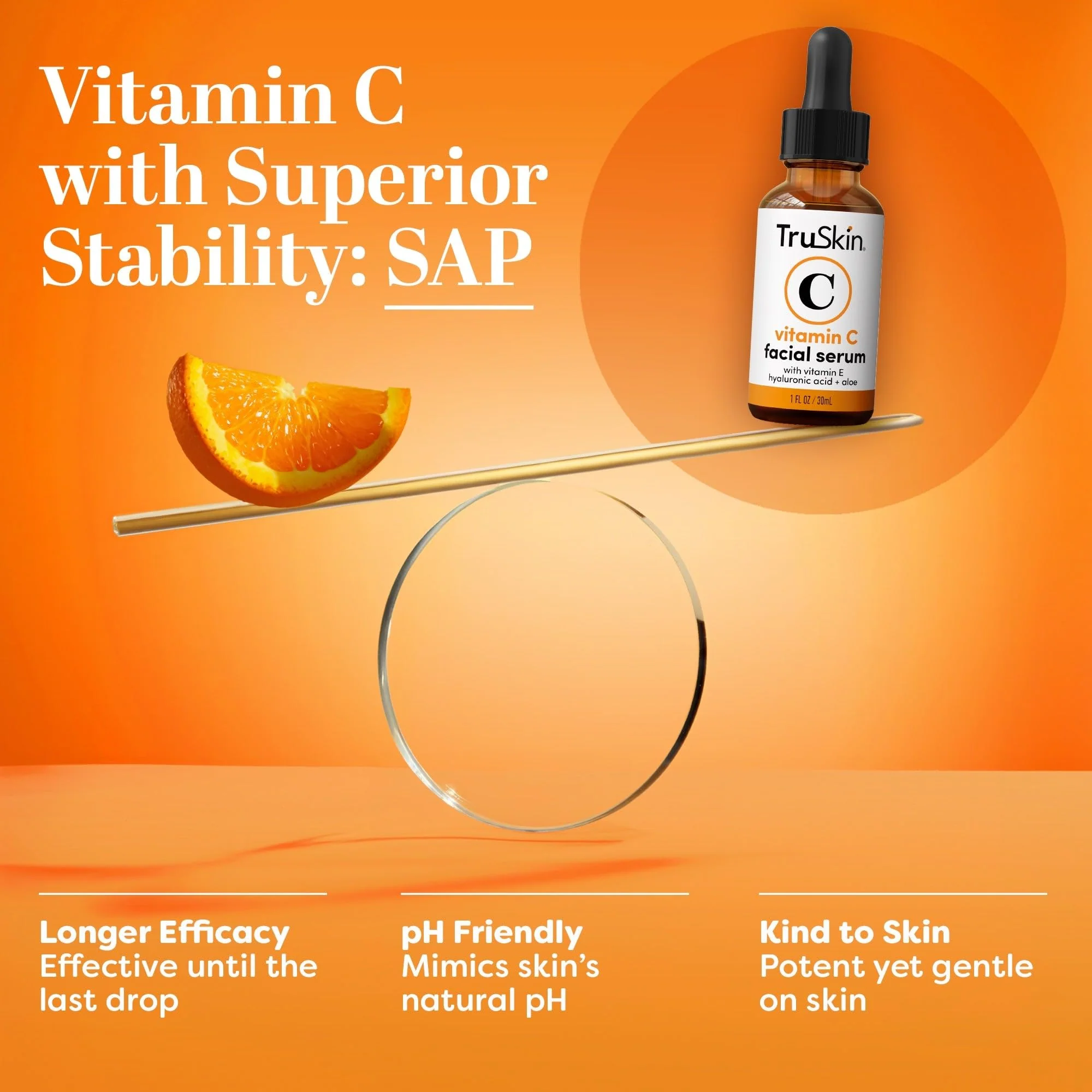 TruSkin Vitamin C Serum For Face – Anti Aging Formula with Vitamin C, Hyaluronic Acid, Vitamin E – Brightening Serum – Improve Appearance of Dark Spots, Tone, Fine Lines & Wrinkles, 1 Fl Oz - Image 4