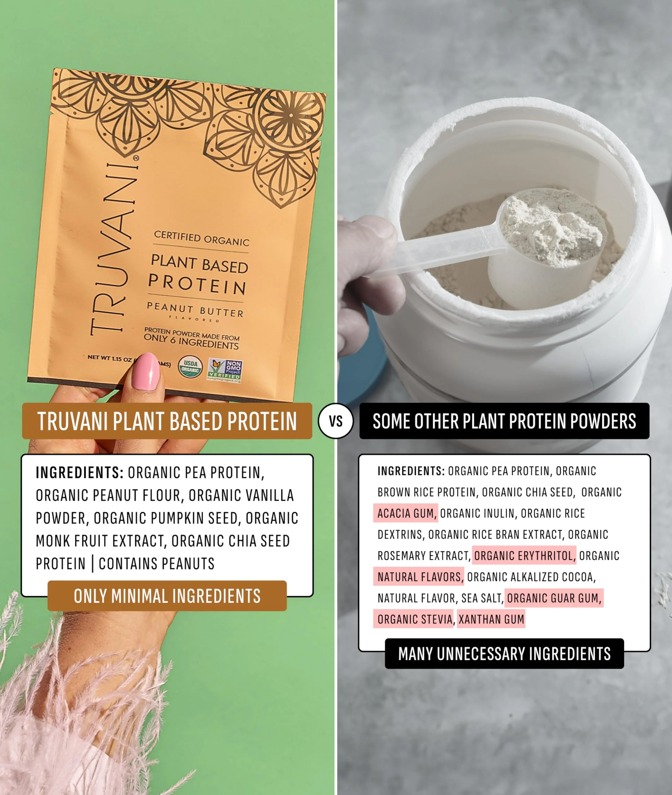 Truvani Vegan Pea Protein Powder | Peanut Butter | 20g Organic Plant Based Protein | 20 Servings | Keto | Gluten & Dairy Free | Low Carb | No Added Sugar - Image 6