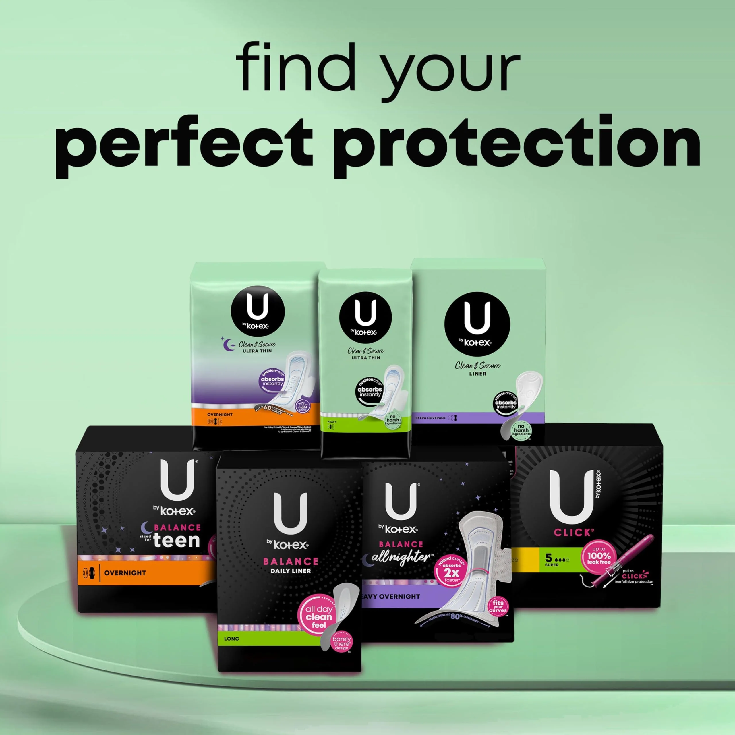 U by Kotex Clean & Secure Ultra Thin Pads with Wings, Heavy Absorbency, 192 Count (6 Packs of 32) (Packaging May Vary) - Image 3