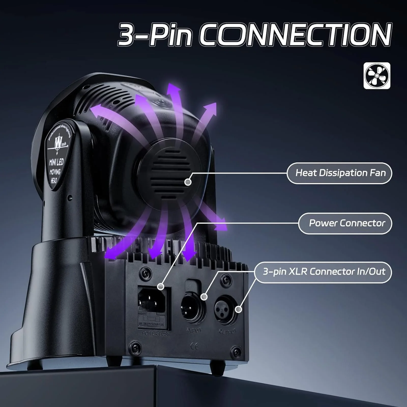 U`King Moving Head Light RGBW Stage Lighting DJ Lights 7 x 10W LED Beam Spotlight 9/14 CH Wash Light with DMX and Sound Activated for Party Church Wedding Bar Christmas Halloween Disco (2 Pack) - Image 2