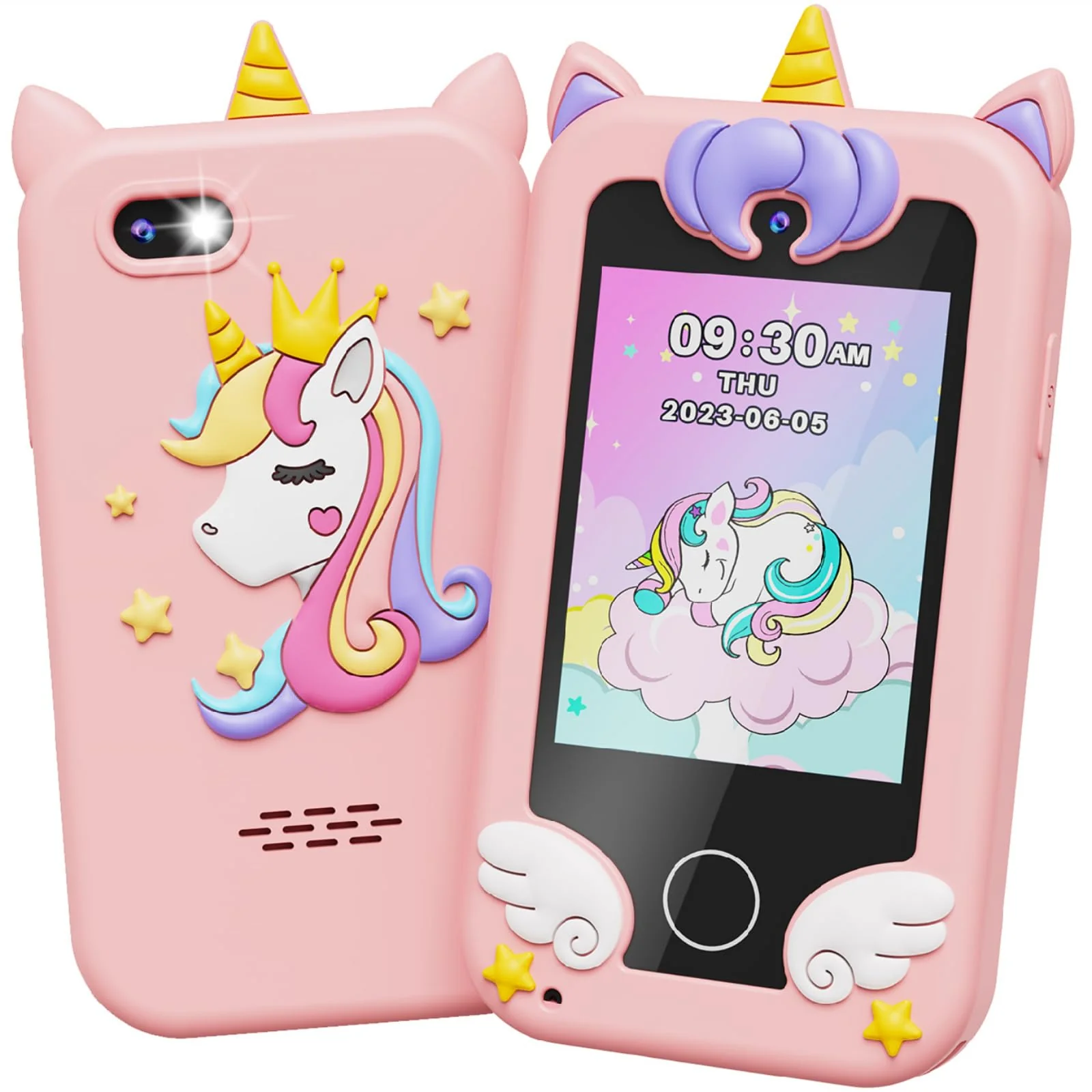 UCIDCI Unicorn Kids Smart Phone Toys for Girls Ages 3-7 with Dual Camera - Toddler Phone with Learning Games, Travel Toys with MP3 Music Player for Christmas, Birthday Gifts for 3 4 5 6 7 Year Old