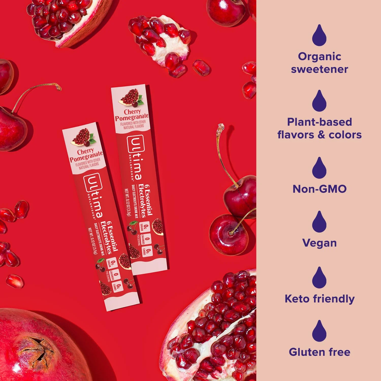 Ultima Replenisher Daily Electrolyte Powder Drink Mix – Sugar Free – Cherry Pomegranate, 20 Stickpacks – Hydration Packets with 6 Electrolytes and Minerals – Keto Friendly, Vegan, Non-GMO - Image 4