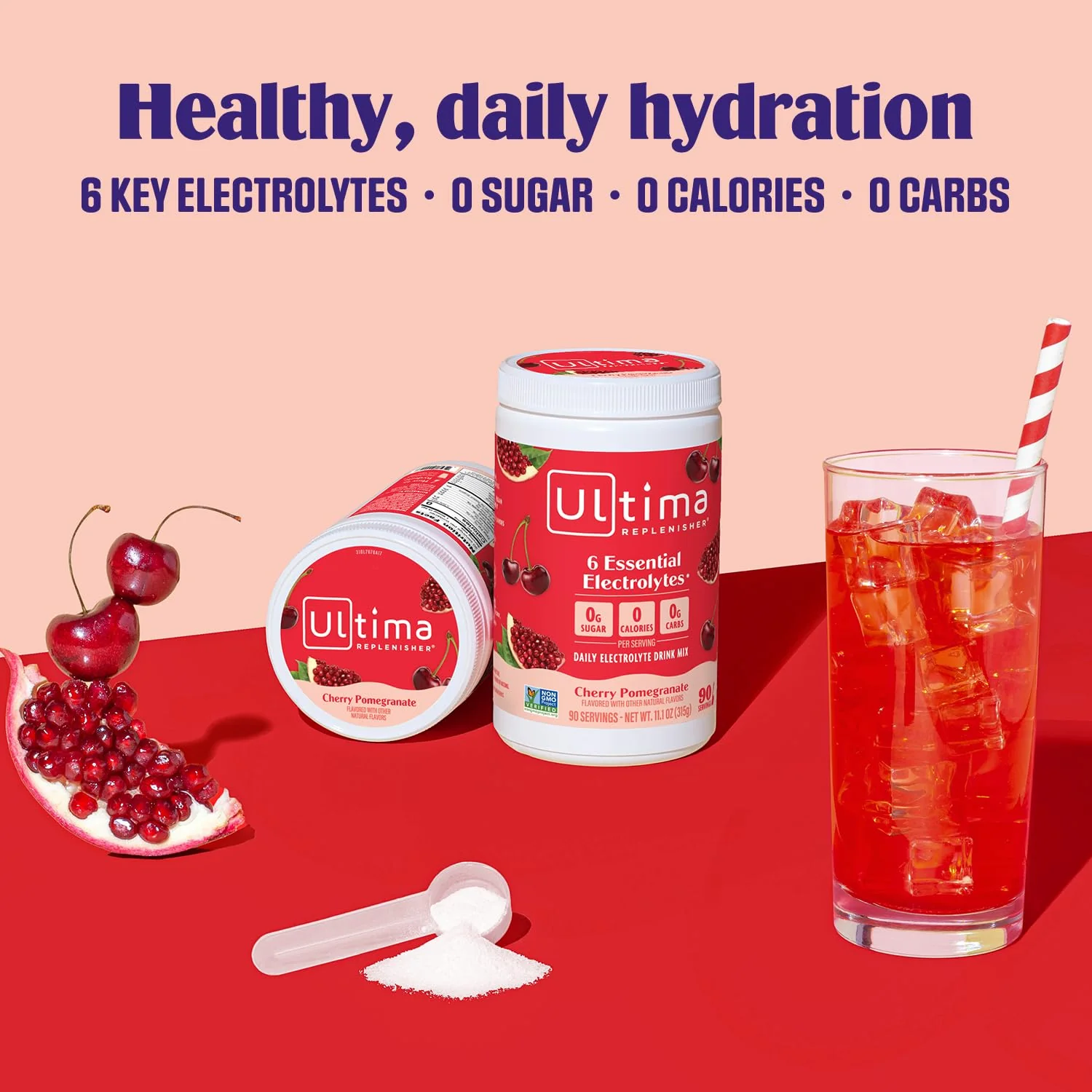 Ultima Replenisher Daily Electrolyte Powder Drink Mix – Sugar Free – Cherry Pomegranate, 90 Servings – Hydration Powder with 6 Electrolytes & Minerals – Keto Friendly, Vegan, Non-GMO - Image 6