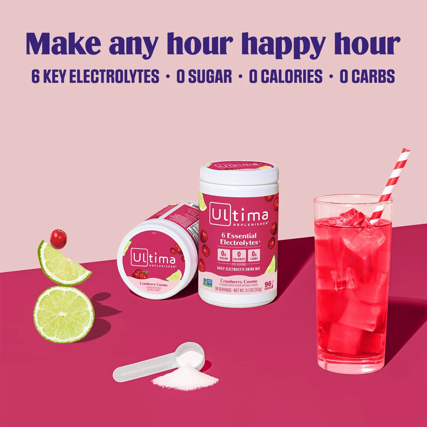 Ultima Replenisher Daily Electrolyte Powder Drink Mix – Sugar Free – Cranberry Cosmo, 90 Servings – Hydration Powder with 6 Key Electrolytes and Trace Minerals – Keto Friendly, Non-GMO - Image 6