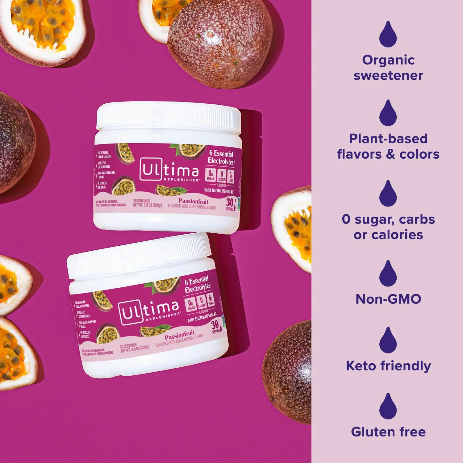 Ultima Replenisher Daily Electrolyte Powder Drink Mix – Sugar Free – Passionfruit, 30 Servings – Hydration Powder with 6 Key Electrolytes and Trace Minerals – Keto Friendly, Non-GMO - Image 4