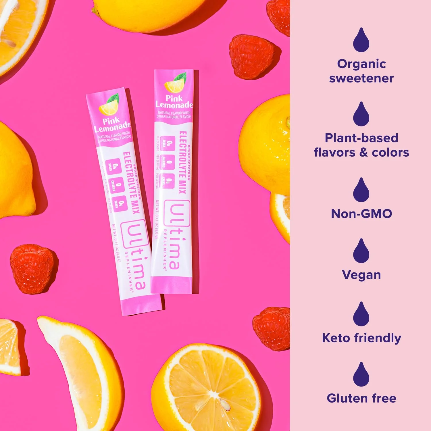 Ultima Replenisher Daily Electrolyte Powder Drink Mix – Sugar Free – Pink Lemonade, 20 Stickpacks – Hydration Packets with 6 Electrolytes and Trace Minerals – Keto Friendly, Vegan, Non-GMO - Image 4