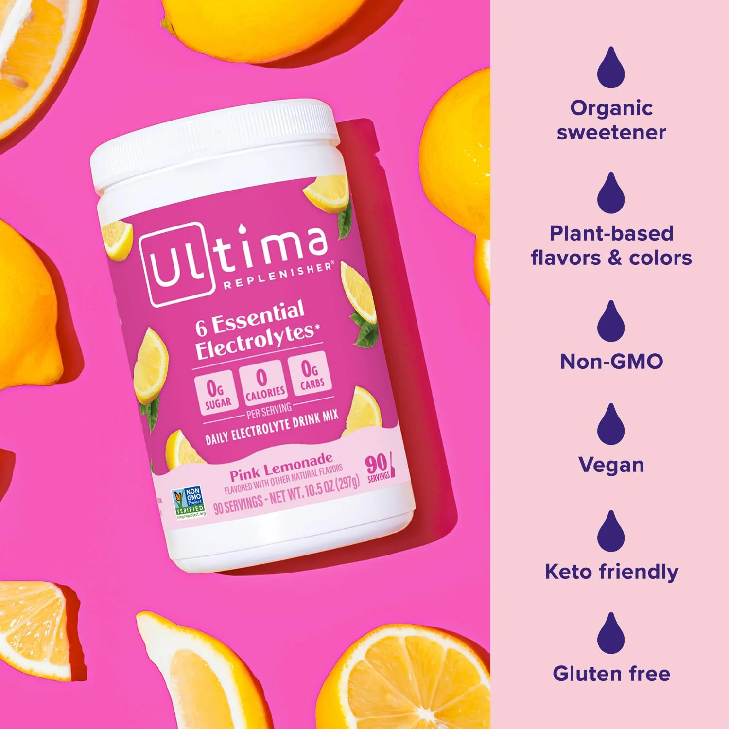 Ultima Replenisher Daily Electrolyte Powder Drink Mix – Sugar Free – Pink Lemonade, 90 Serving – Hydration Powder with 6 Key Electrolytes and Trace Minerals – Keto Friendly, Vegan, Non-GMO - Image 4