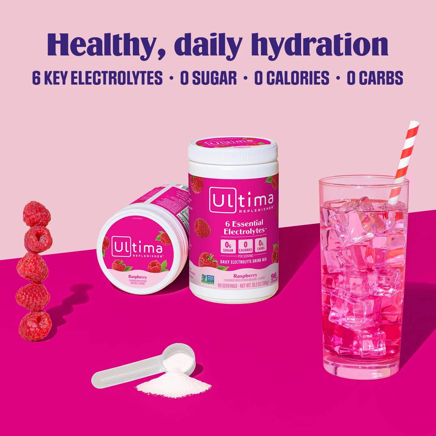 Ultima Replenisher Daily Electrolyte Powder Drink Mix – Sugar Free – Raspberry, 90 Servings – Hydration Powder with 6 Key Electrolytes and Trace Minerals – Keto Friendly, Vegan, Non-GMO - Image 5