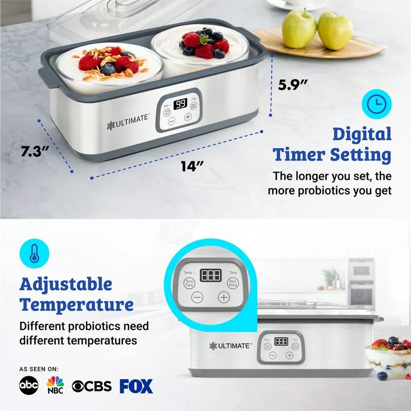 Ultimate Probiotic Yogurt Maker with Adjustable Temperature Control - Make Trillions of Live Probiotics - LIFETIME WARRANTY - material: With Eight 6oz Jars - Image 10