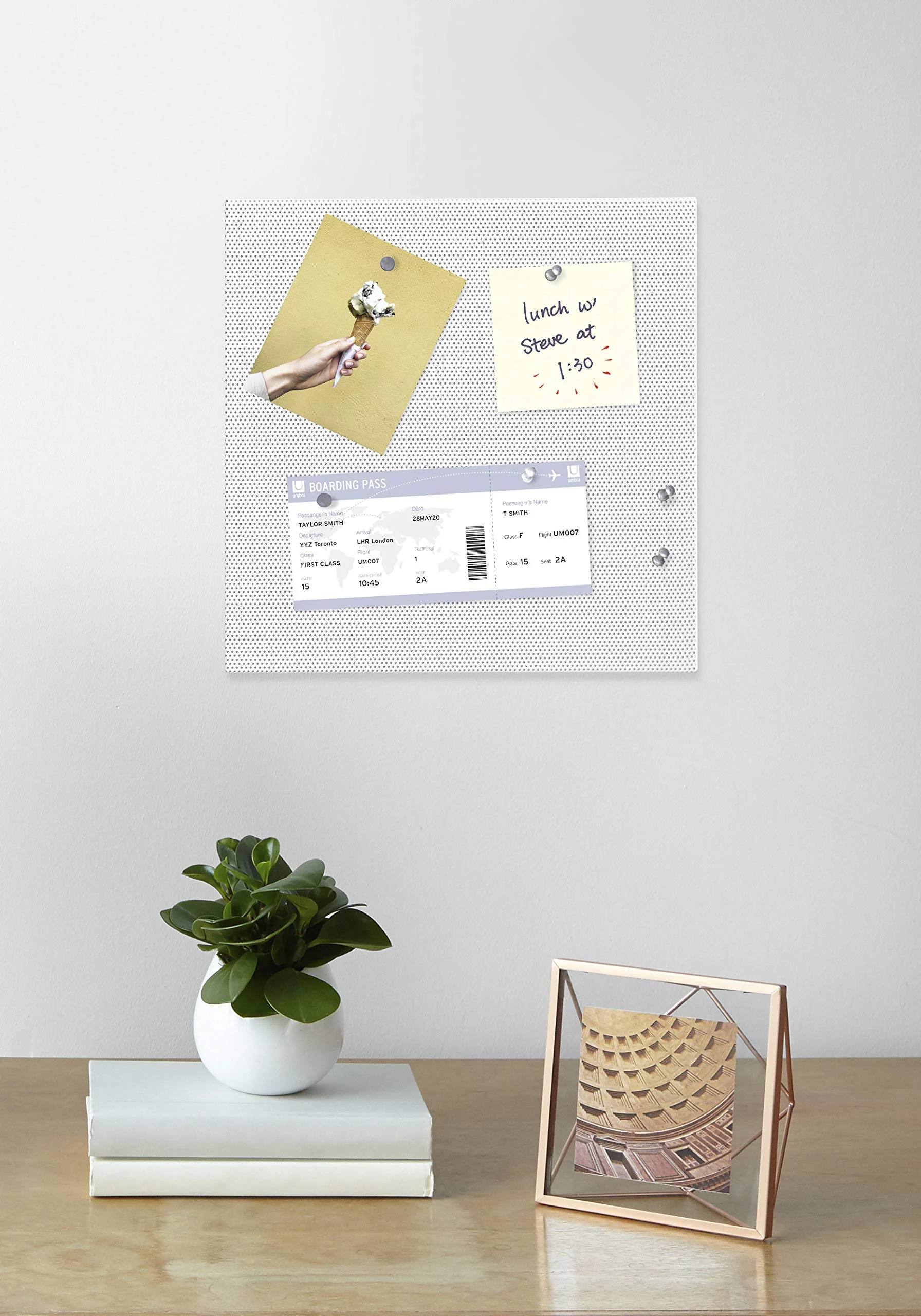 Umbra Bulletboard – Cork Board, Bulletin Board and Magnetic Board for Walls – Modern Look with Dual Surface Design – Includes 12 Pushpins and 12 Magnets, 12x12 Inch, White - Image 3
