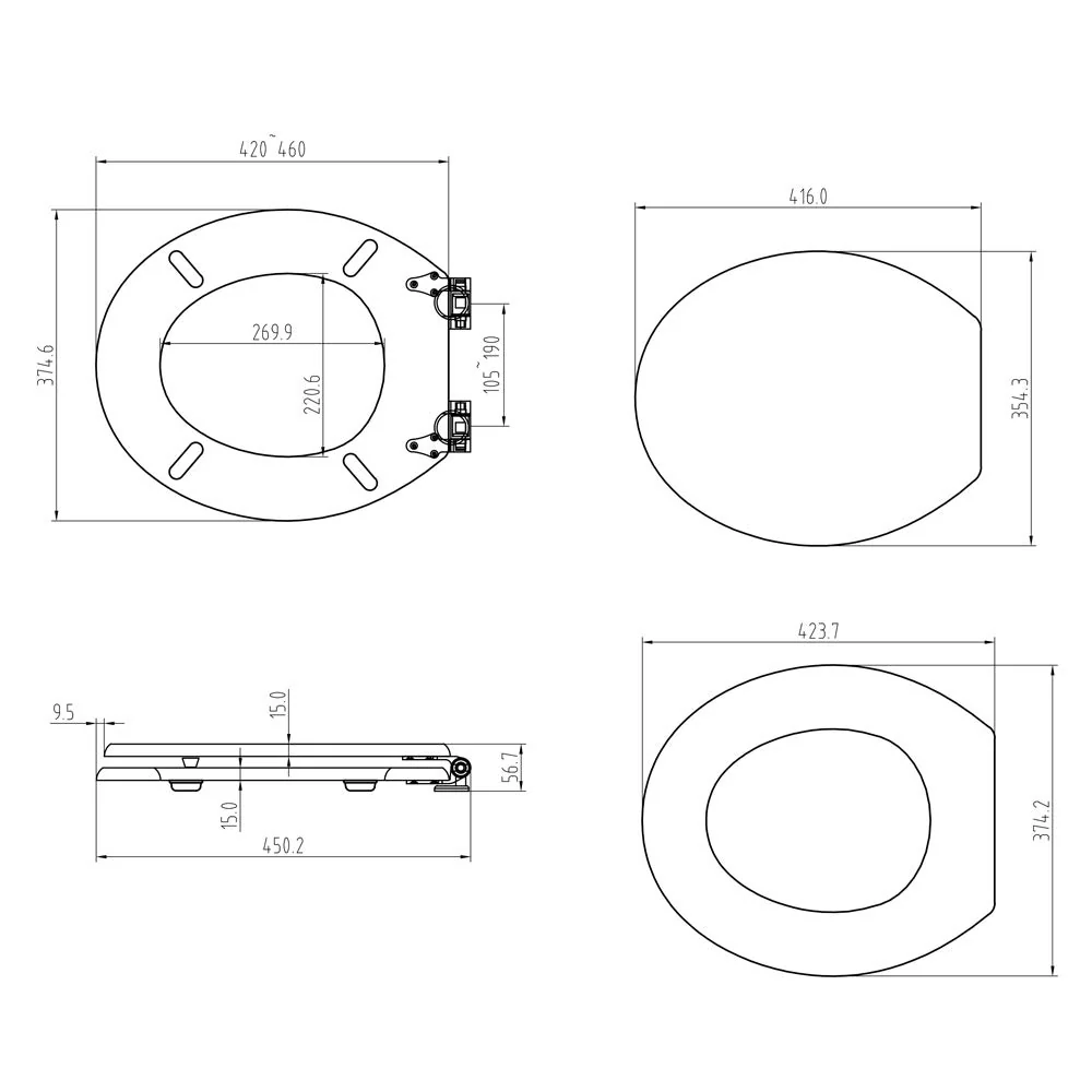 Universal Toilet Seat | Soft Close Hinges | Easy Clean | Quick Installation | Dark Grey - Image 3