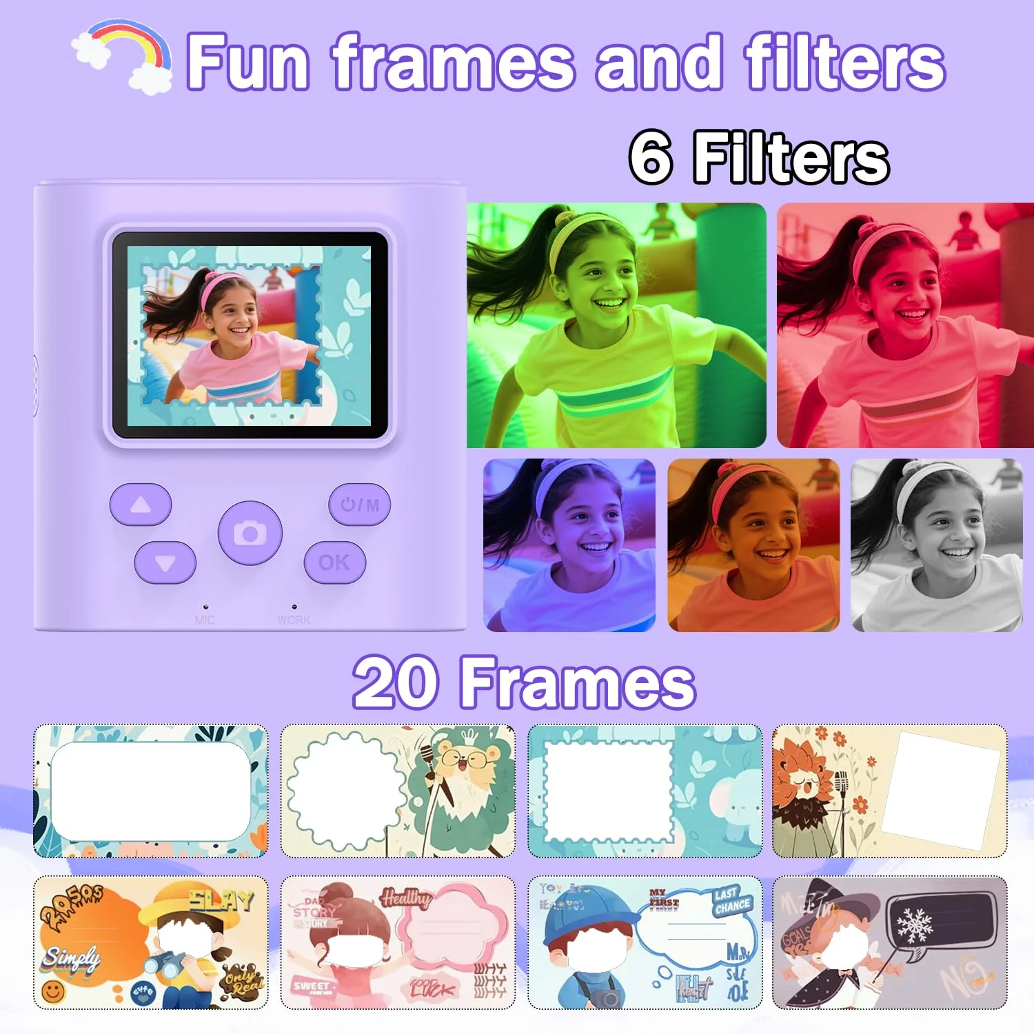 Upgrade Kids Camera Instant Print for Ages 3-12, Portable Instant Print Camera with HD Digital Video, Perfect Christmas Birthday Gift for Boys & Girls, Includes 32GB SD Card - Purple - Image 4