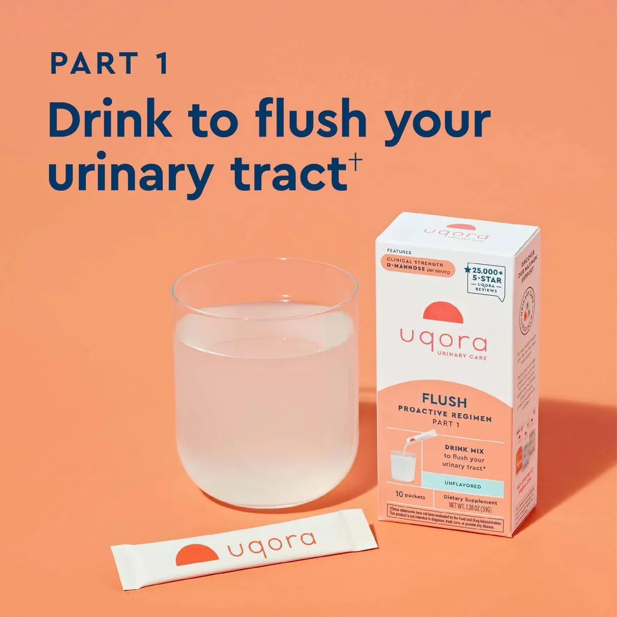 Uqora Flush - Urinary Tract* with D-Mannose, Vitamin C, Vitamin B6, Potassium, Magnesium & Calcium - Gluten-Free & Vegan - Unflavored - 10 Packets (1 Pack) - Image 4
