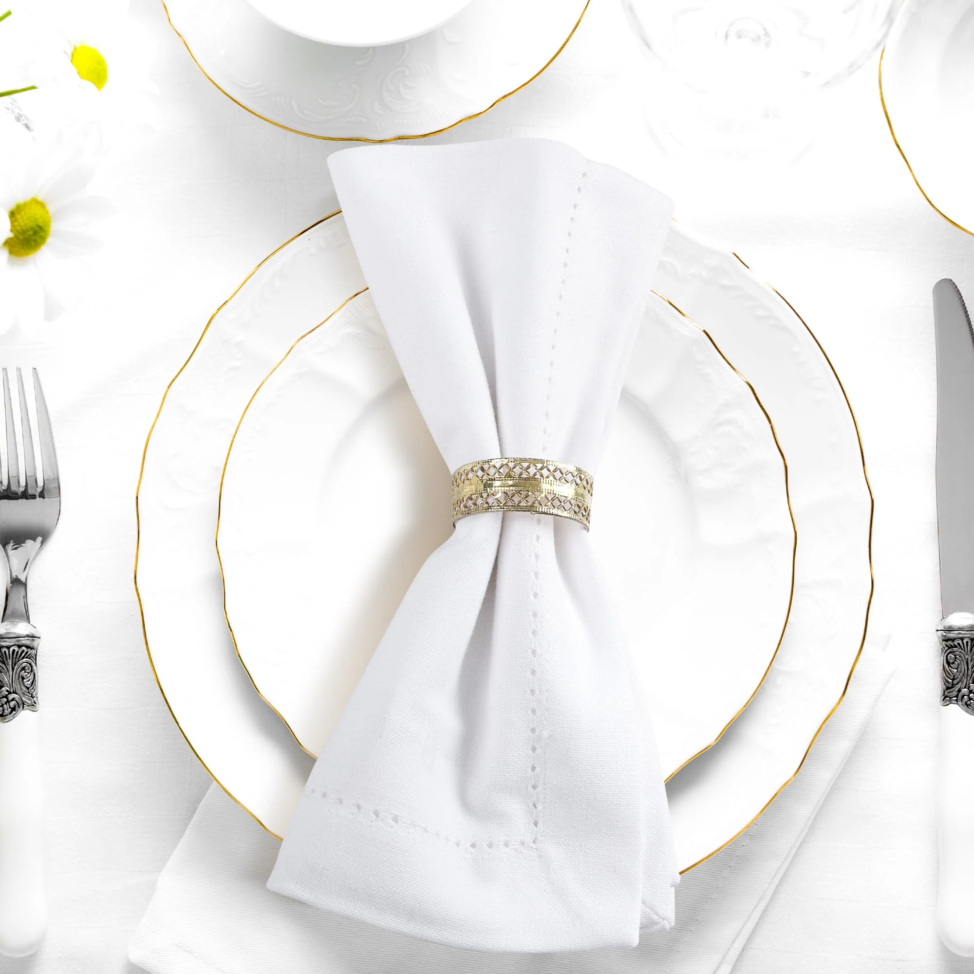 Urban Villa White Cloth Napkins Set of 12 100% Cotton Hemstitch Dinner Napkins Cloths Washable 20”x20” Absorbent Soft Durable Reusable-Ideal for Everyday Use Parties Wedding Thanks Giving Christmas - Image 3