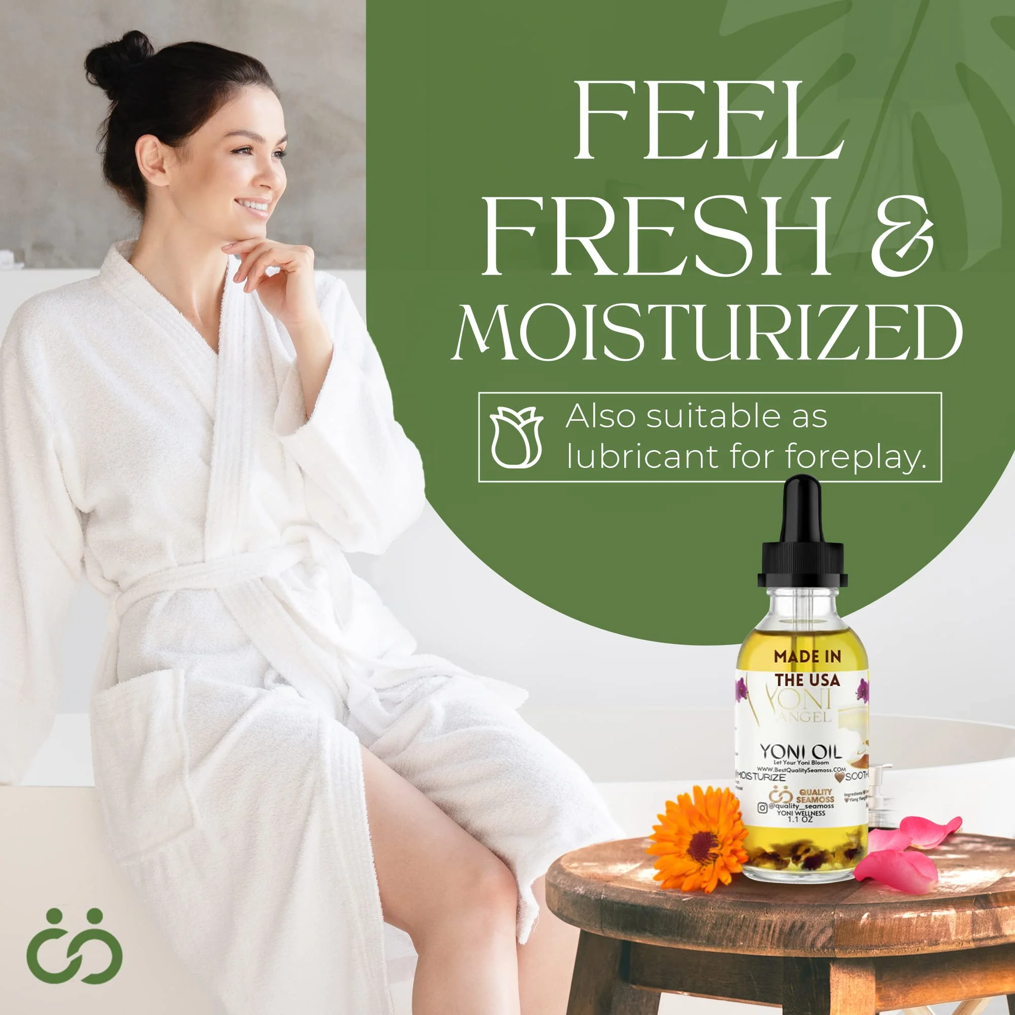 USA Made Yoni Oil, Restores pH Balance, Relieves Drynesss Mint Fresh Feminine Care Oil, Reduces Odor, All Natural, Herbal Yoni Blend Tea Tree, Mint, Lemongrass, Jasmine & Chamomile - Image 4